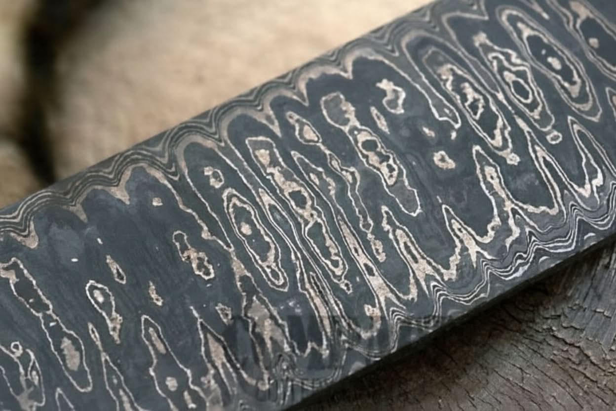Palmarius Outdoors Damascus Steel 15" x 1.75" Blank Billet (Ledder) for Knife Making Bullet bar