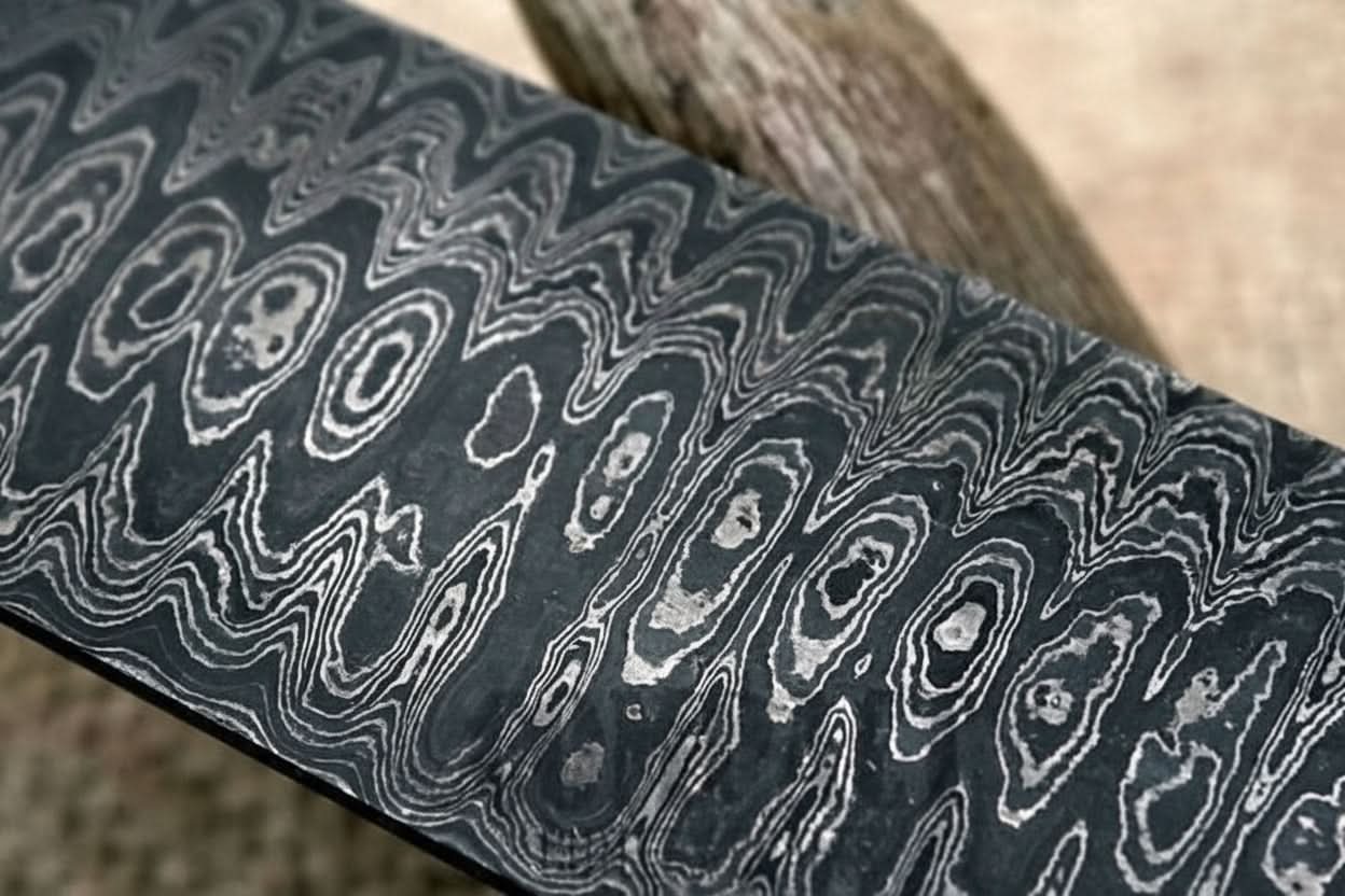 Palmarius Outdoors Damascus Steel 15" x 1.75" Blank Billet (Ledder) for Knife Making Bullet bar