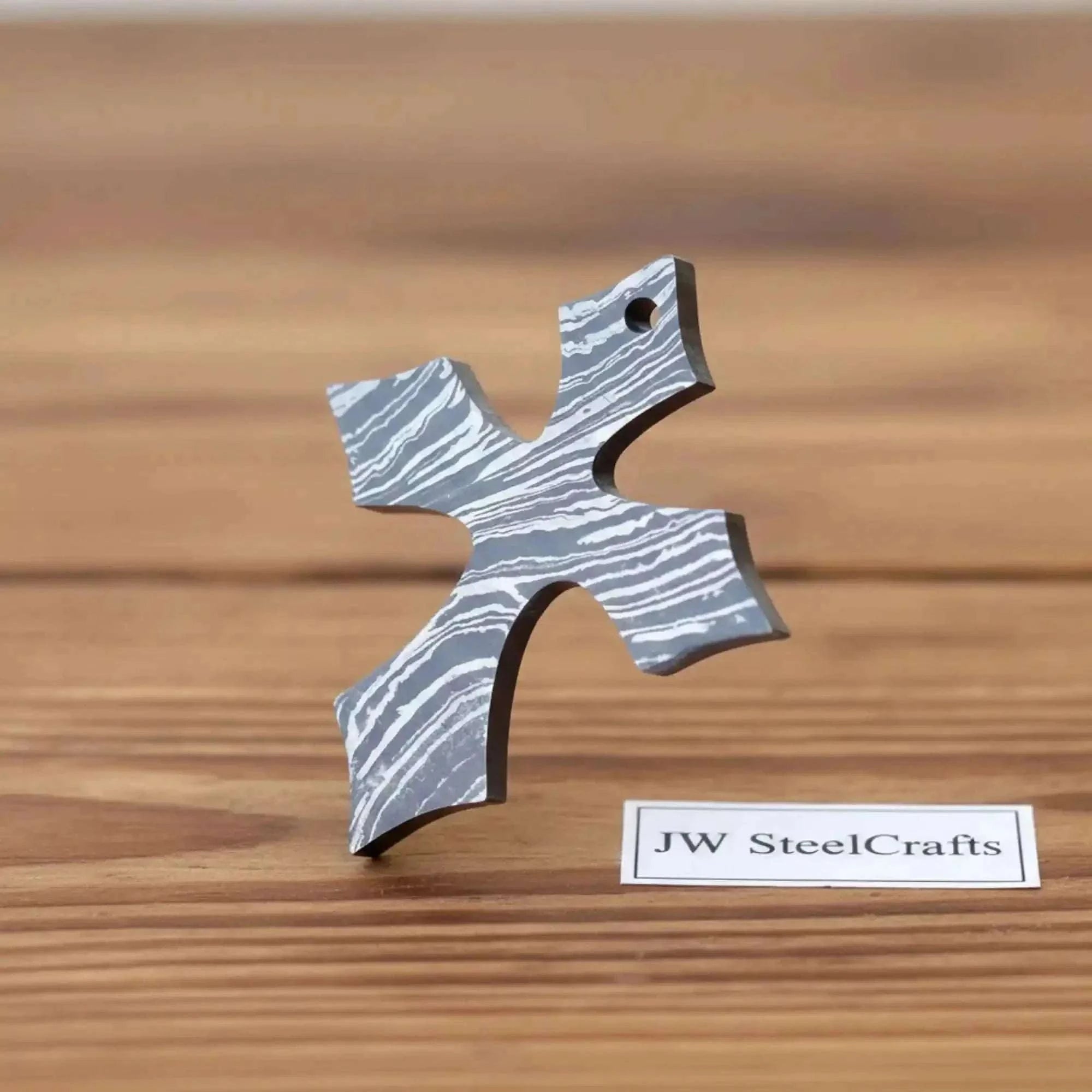 Palmarius Outdoors Damascus Gothic Cross Pendant with Flared Pattée Arms