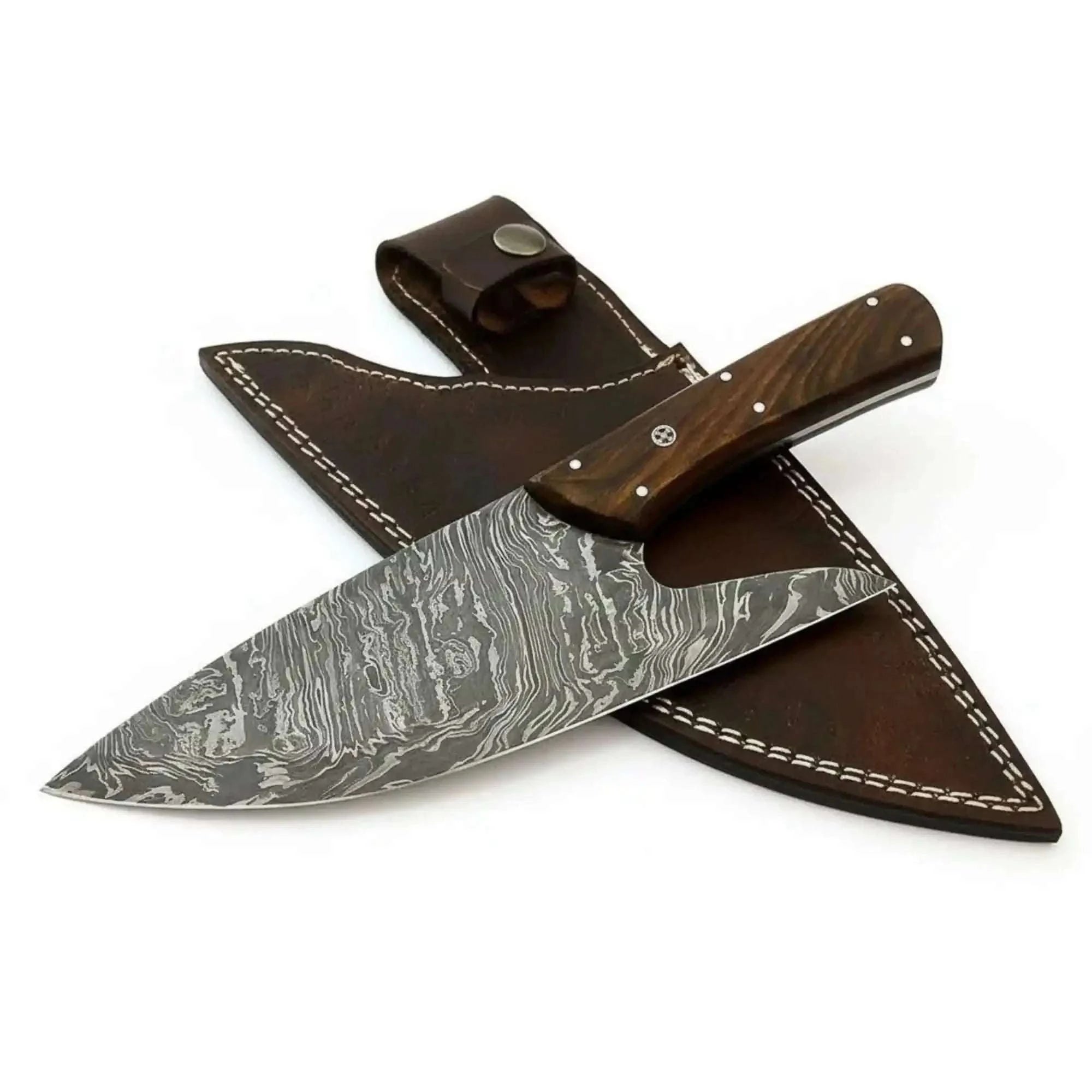 Palmarius Outdoors Damascus Steel Mini Cleaver Chef Knife with Rosewood Handle – 10 Inch Overall Cleaver Knives