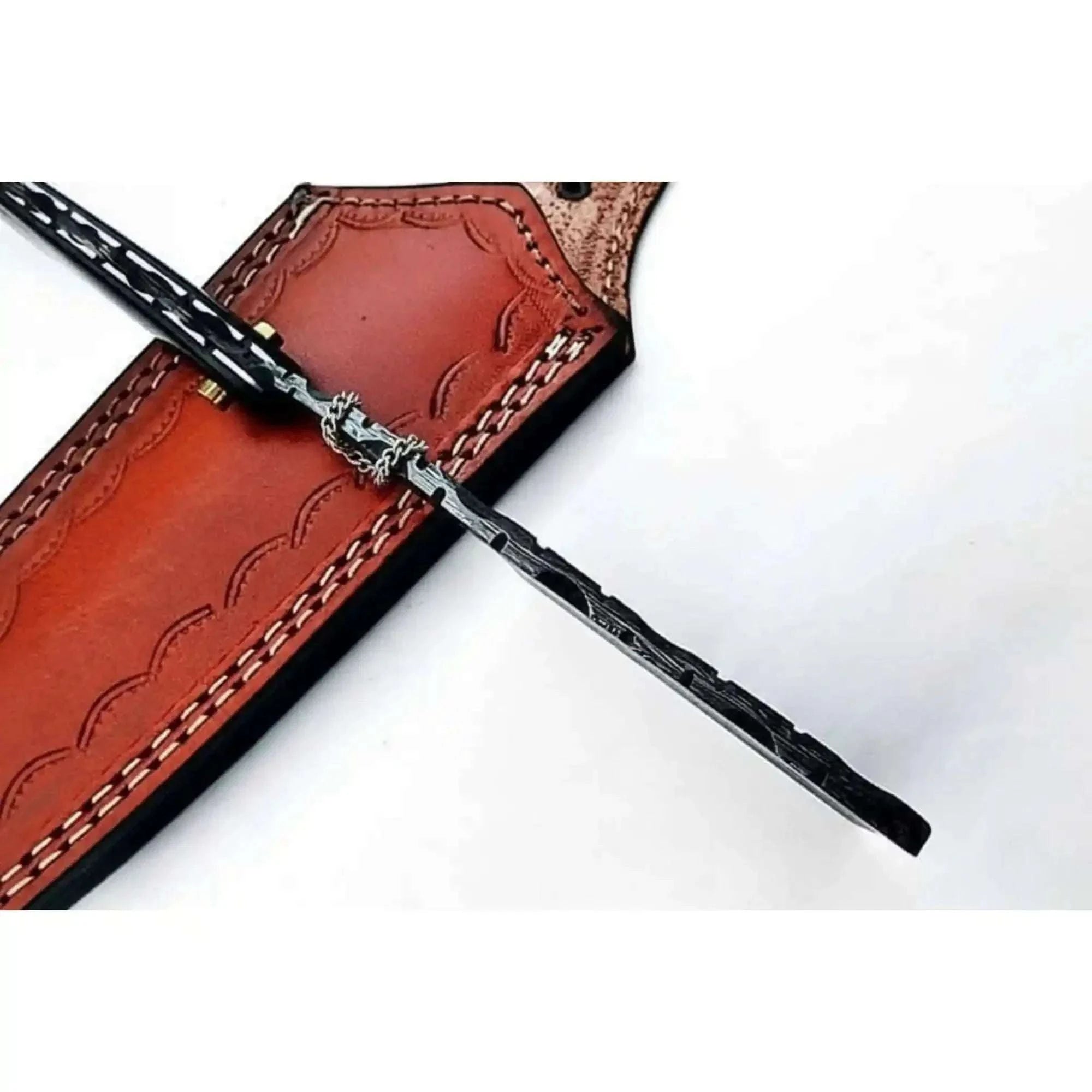 Palmarius Outdoors Damascus Steel Straight Barber Razor with Multicolor Wood Handle Damascus Straight Razors