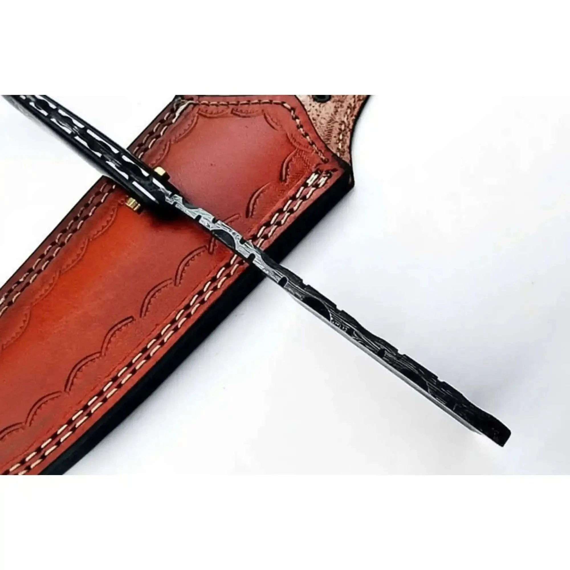 Palmarius Outdoors Damascus Steel Straight Barber Razor with Multicolor Wood Handle Damascus Straight Razors