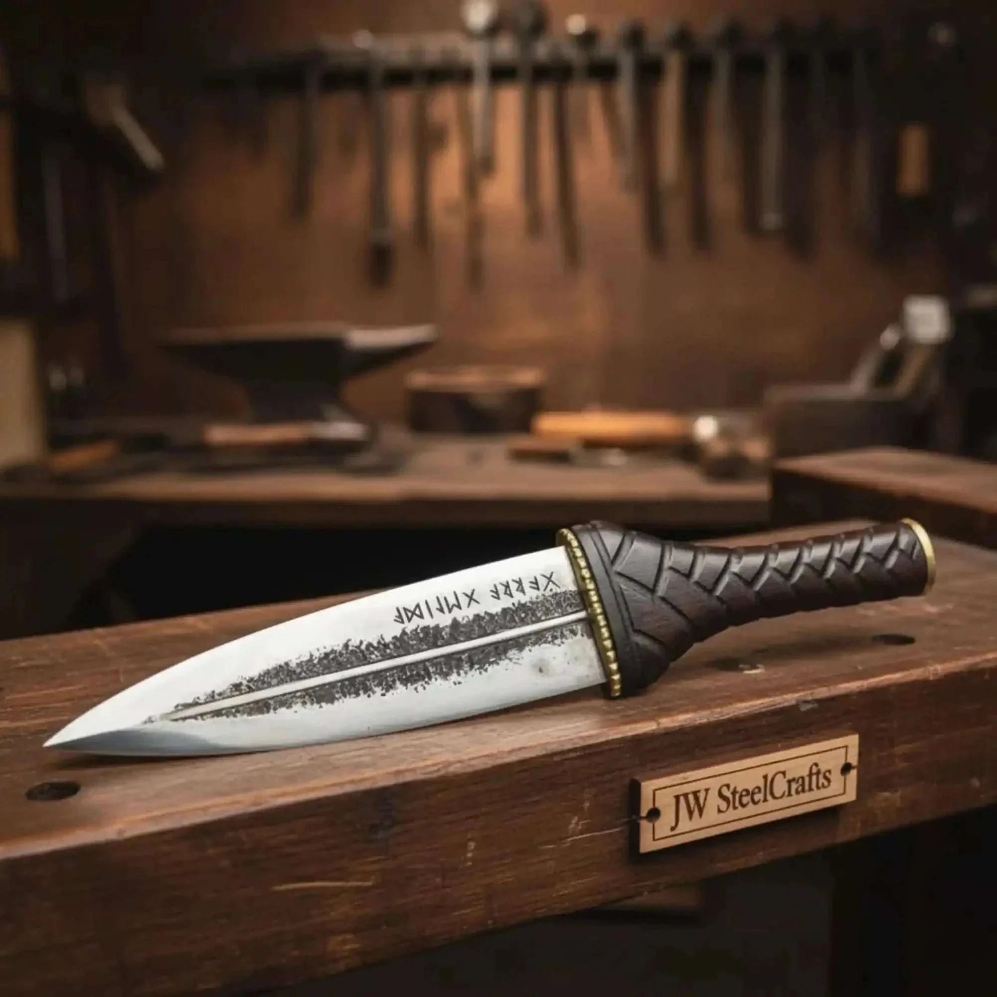 Palmarius Outdoors Double Edge Spear Point Medieval Dagger Fixed Blade 10–12 Inch Steel Knife with Guard Sheath