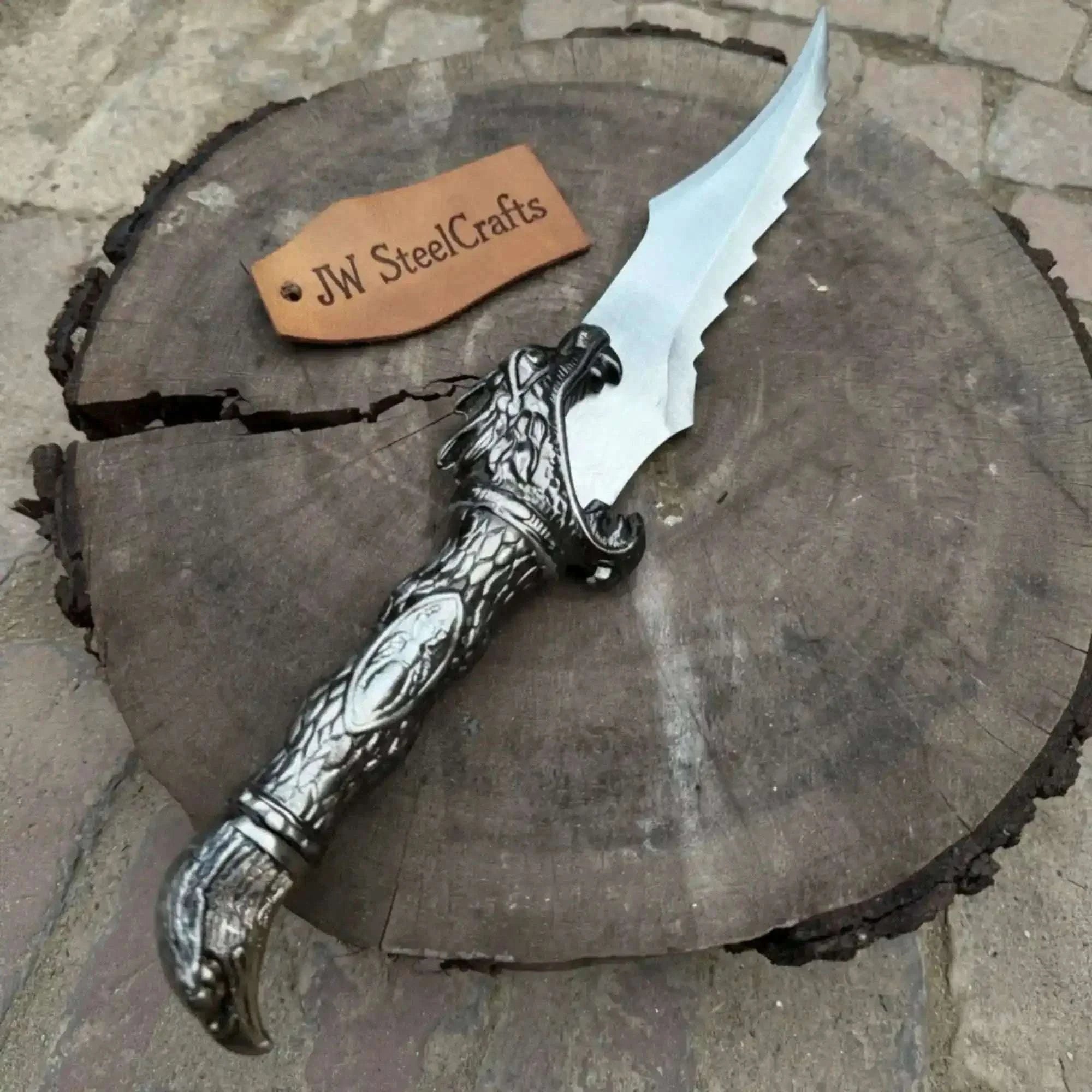 Palmarius Outdoors Handmade Fantasy Dagger Replicain Satin Steel with Dragon Handle