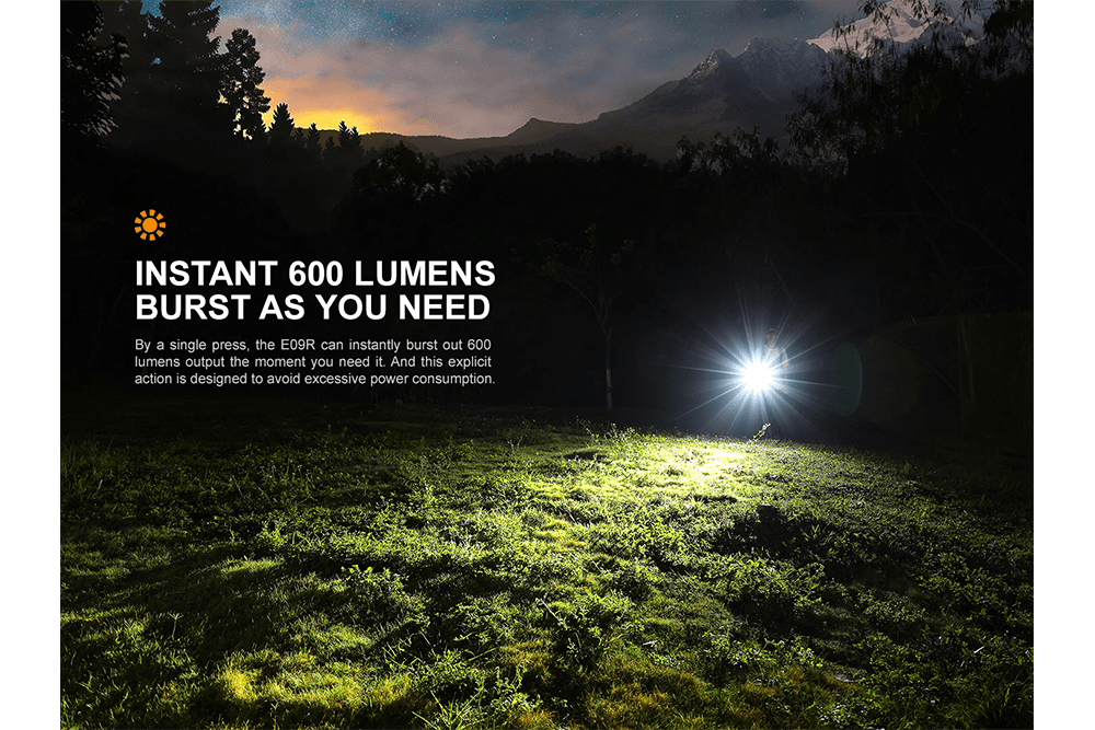 Fenix E09R Rechargeable High-Output Flashlight - 600 Lumens