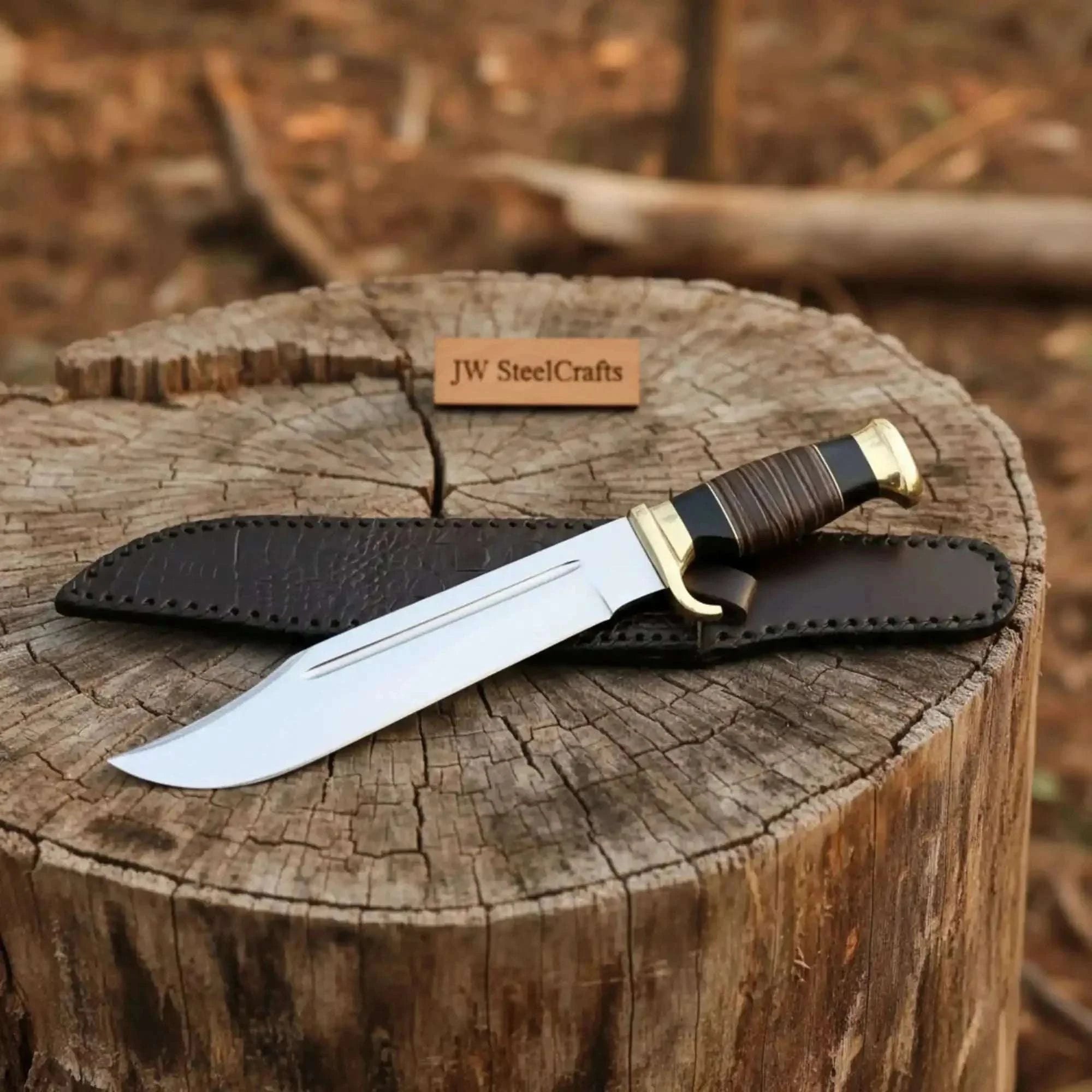 Palmarius Outdoors Handcrafted Crocodile Dundee Style Bowie Knife Large Clip Point Hunting Blade with Leather Sheath