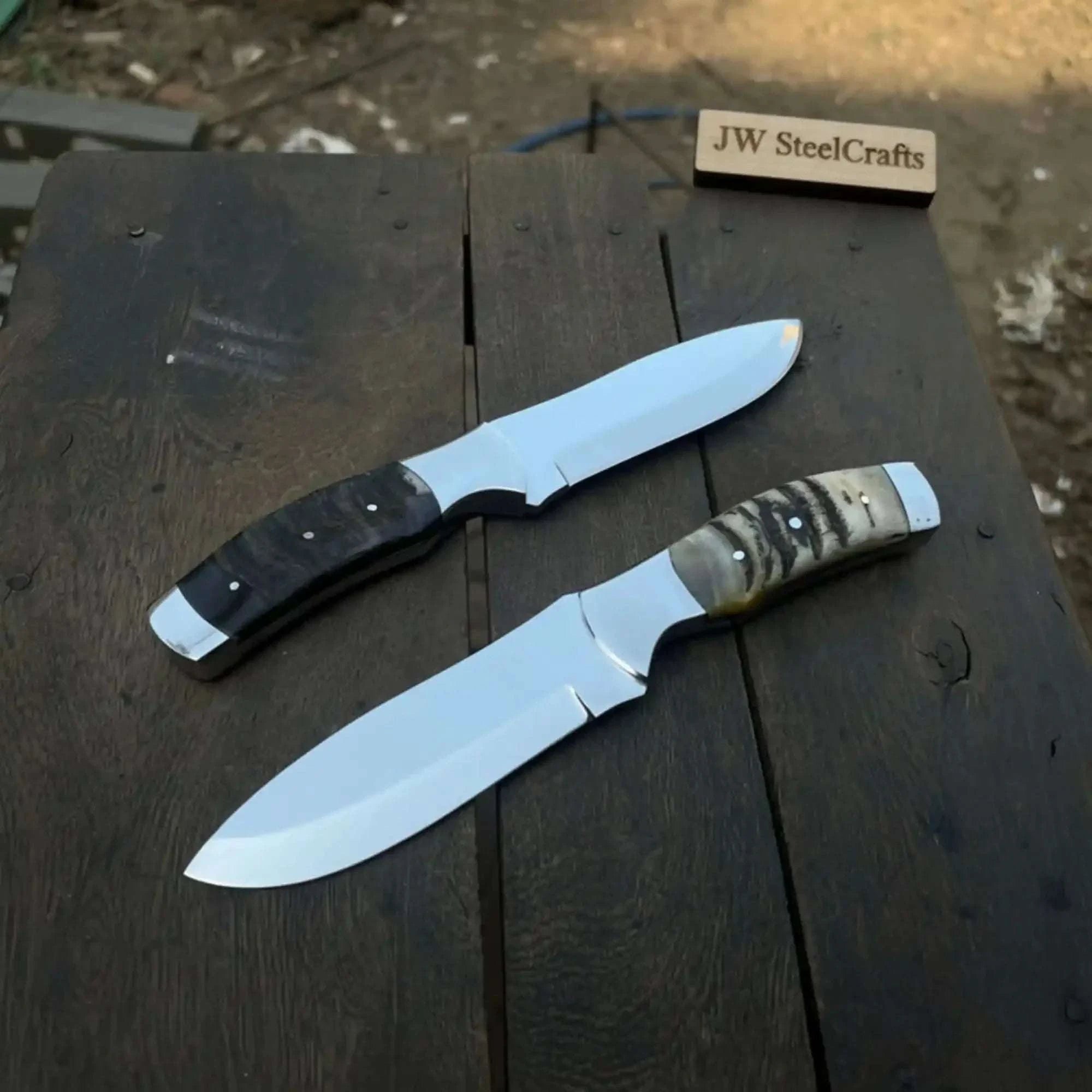 Palmarius Outdoors Antler Ridge hunting Knife Handcrafted D2 Steel Fixed Blade Set with Ram Horn Handles Hunting Knife