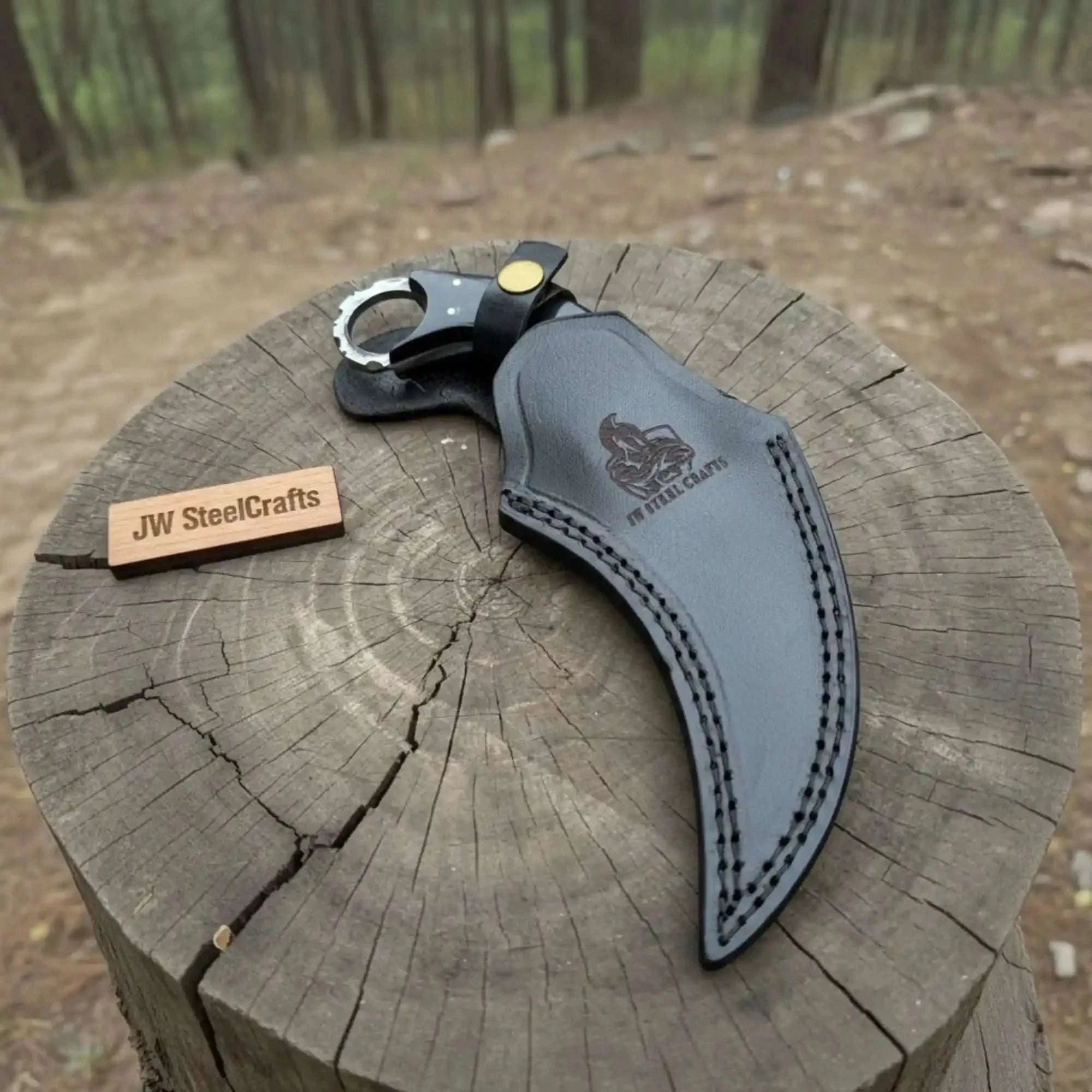 Palmarius Outdoors Handmade Damascus Karambit Knife with Horn Handle and Finger Ring karambit knife