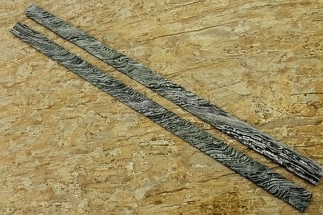Palmarius Outdoors Handmade Damascus Steel 27 Inches Forged Billets Pair - Fire Storm Pattern /Raw Materials for Knife Making DK-0169 Bullet bar