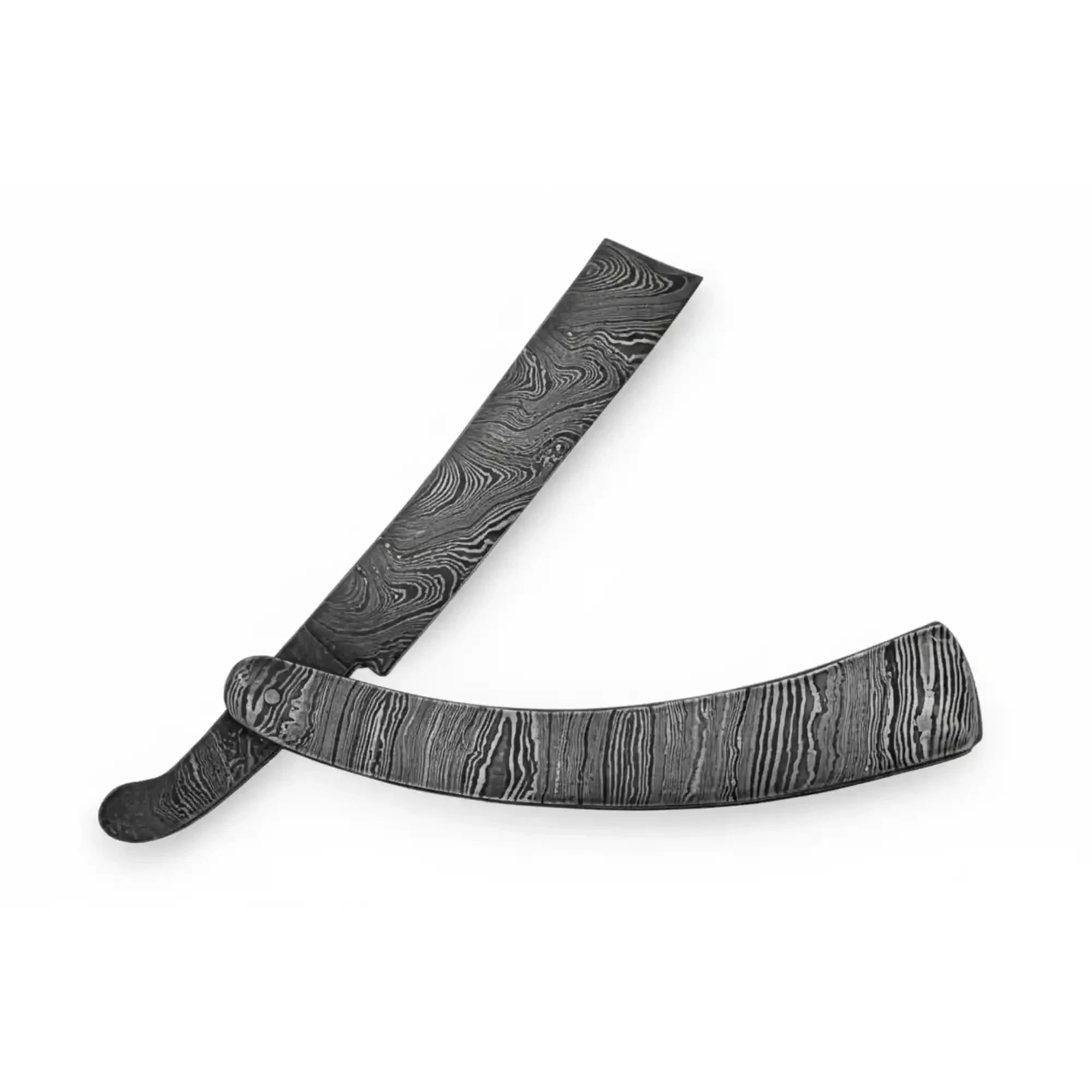 Palmarius Outdoors Handmade Damascus Steel Sweeney Todd Style Straight Razor Barber Folding Razor with Leather Sheath Damascus Straight Razors