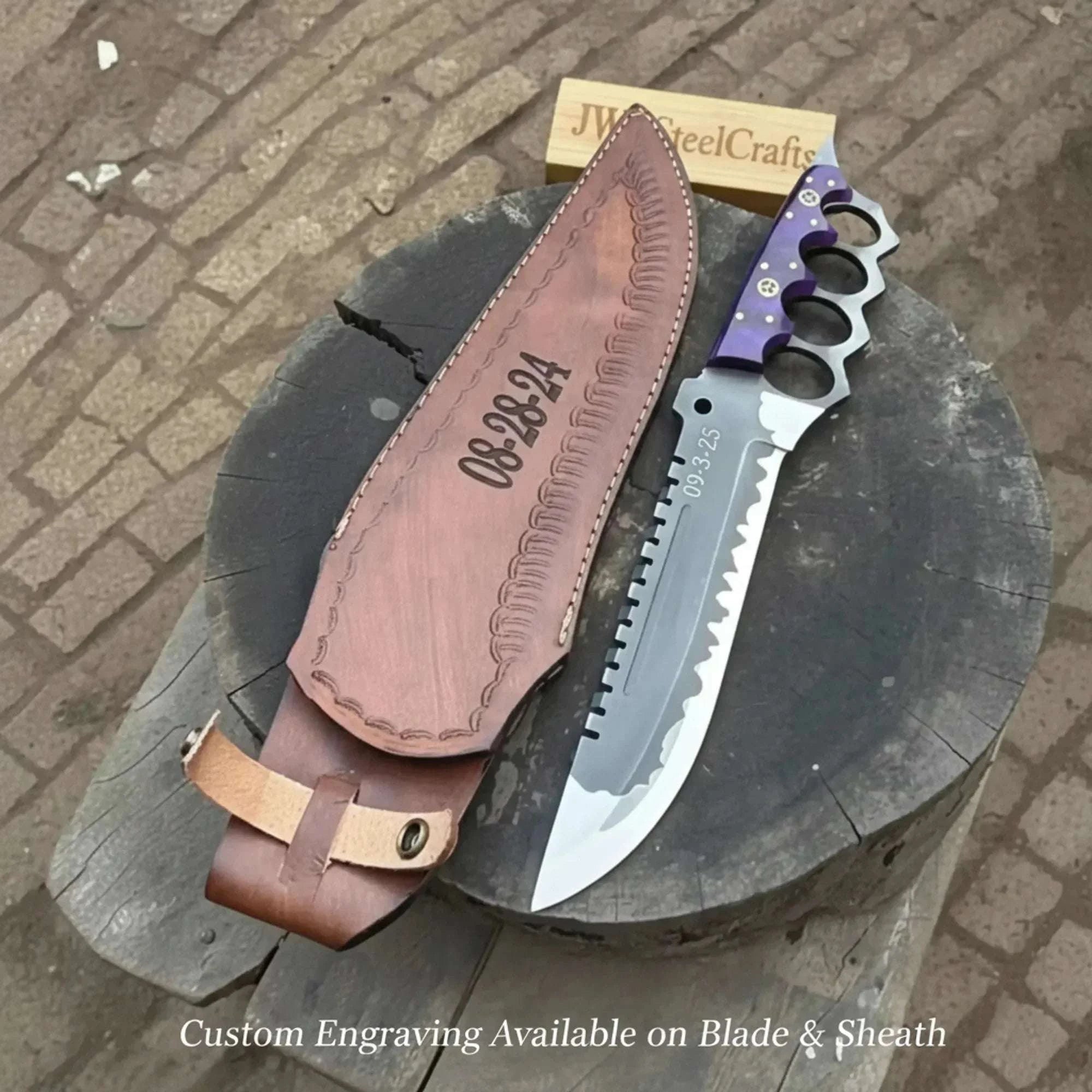 Palmarius Outdoors Apocalypse Trench Knife Machete 12 Inch Full Tang Survival Blade with Knuckle Guard