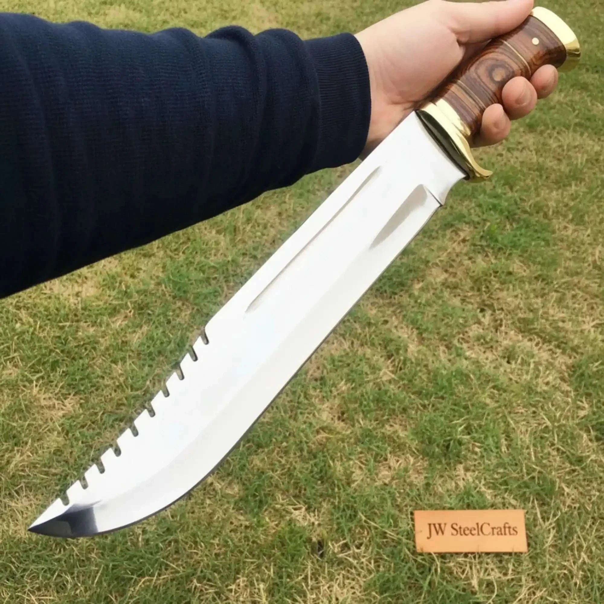 Palmarius Outdoors Custom Fixed Blade Bowie Knife Leather Grip Brass Clip Sheath