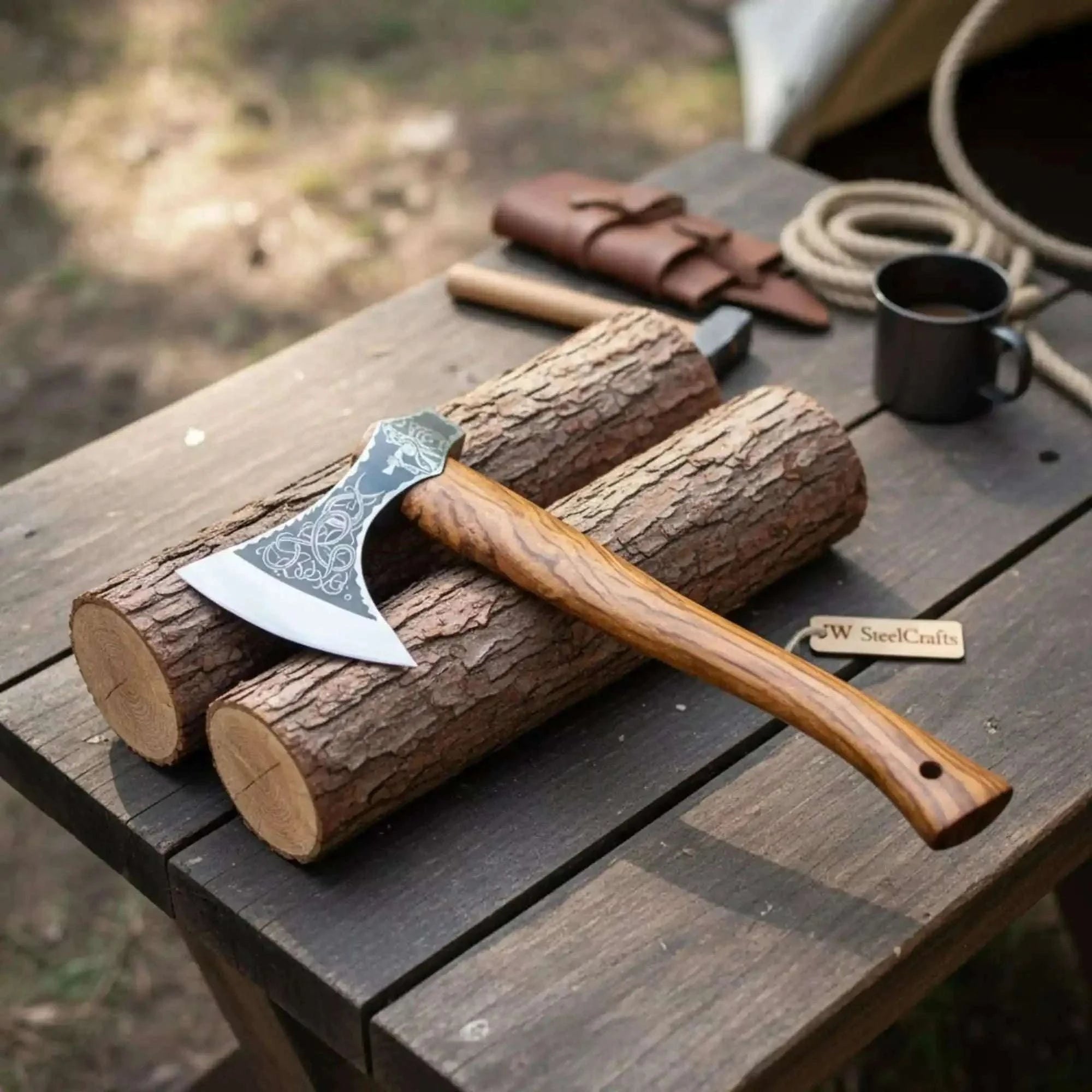 Palmarius Outdoors Single-Bit Viking Bearded Axe Handmade Axe
