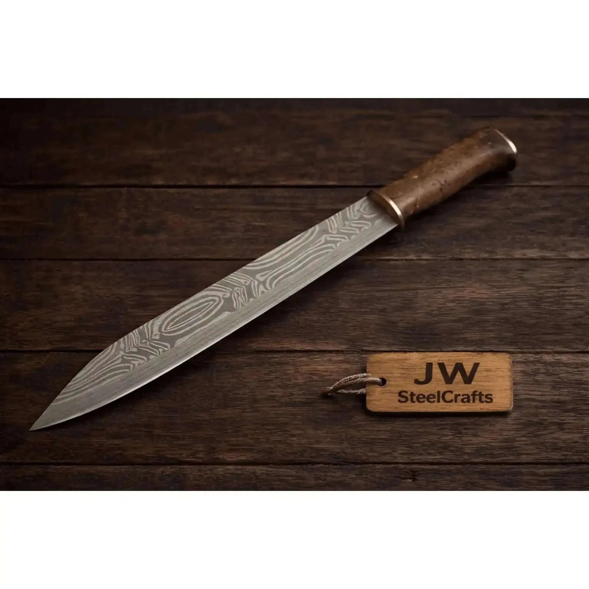 Palmarius Outdoors HandmadeRagnar's Seax Knife Damascus Steel Blade 16 Inch Fixed Blade Seax Knife