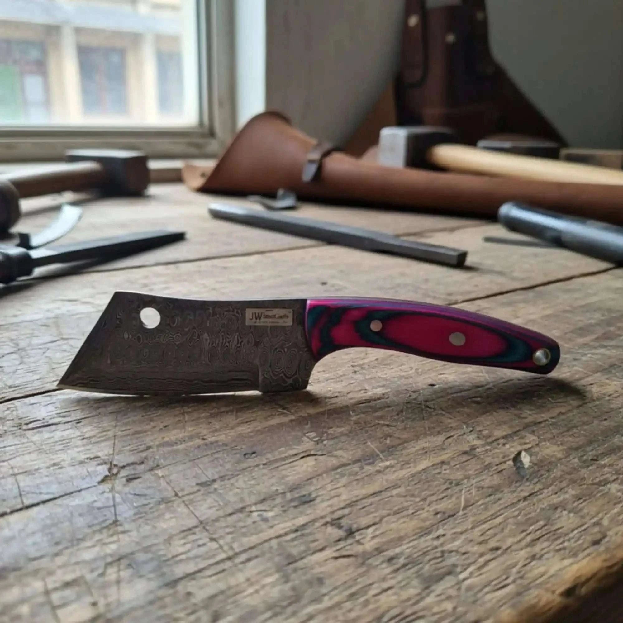 Palmarius Outdoors Ko-Bunka Knife Damascus Steel, Reverse Tanto Skinner Knife