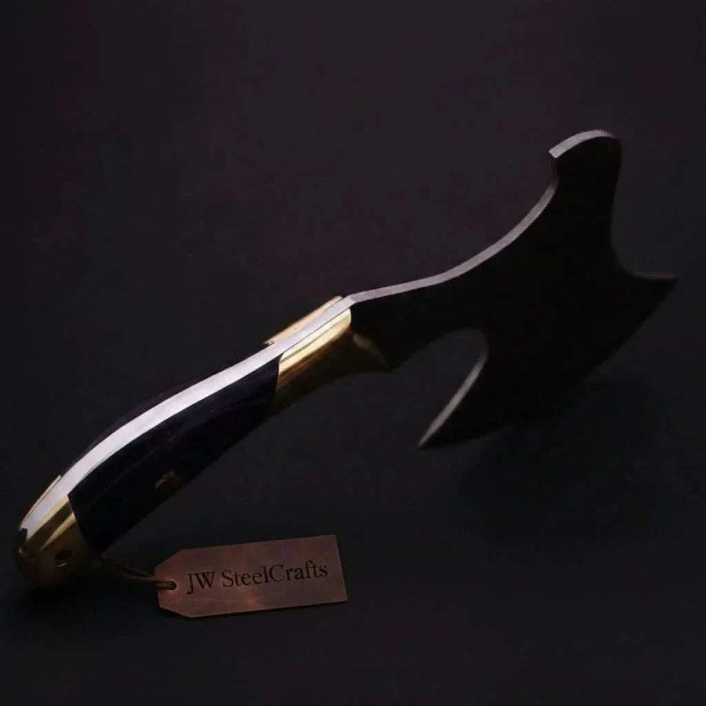 Palmarius Outdoors Hand Forged Damascus Pizza Slicer Axe with Raindrop Forged Blade Handmade Axe