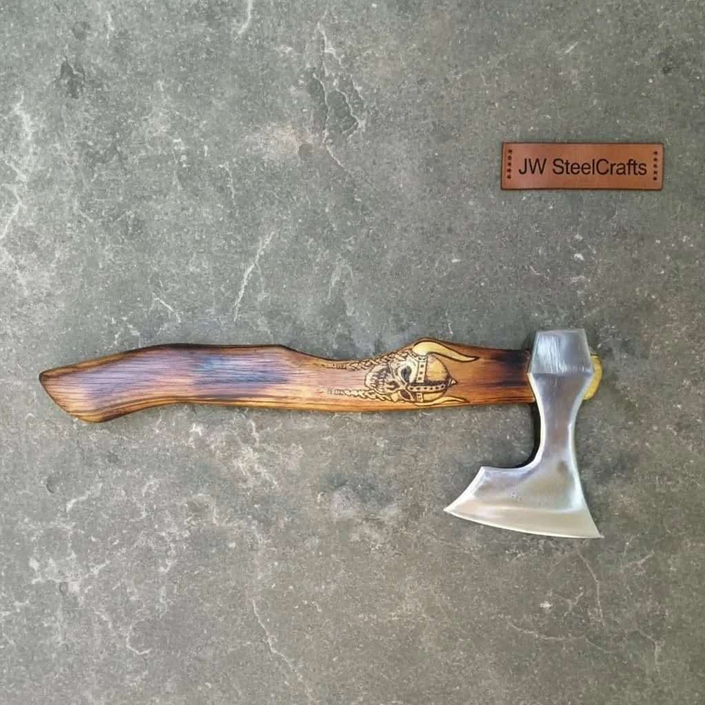 Palmarius Outdoors Handmade Viking Bearded Axe – Stainless Steel Head with Engraved Hardwood Handle | JW SteelCrafts Handmade Axe