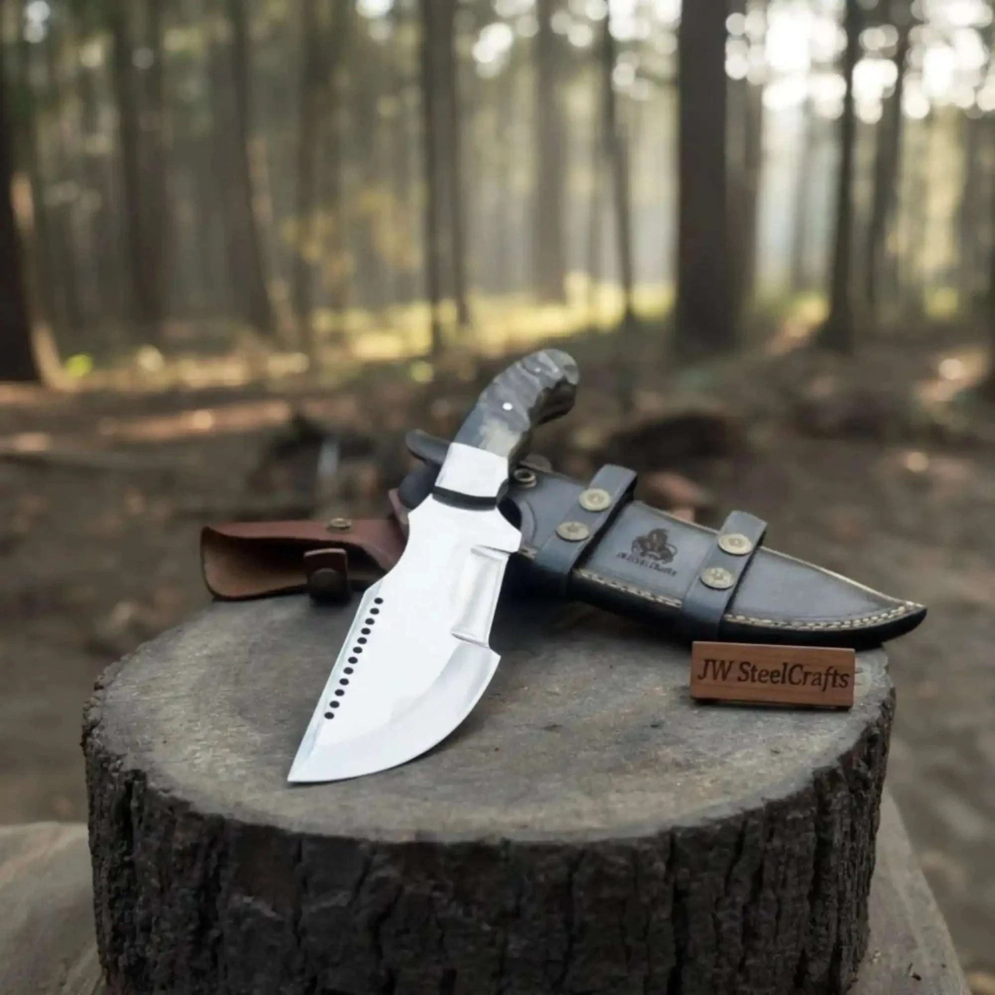 Palmarius Outdoors Handmade Forest Ranger Tracker Knife Carbon Steel Ram Horn or Wendi Wood Handle Handmade Tracker Knives