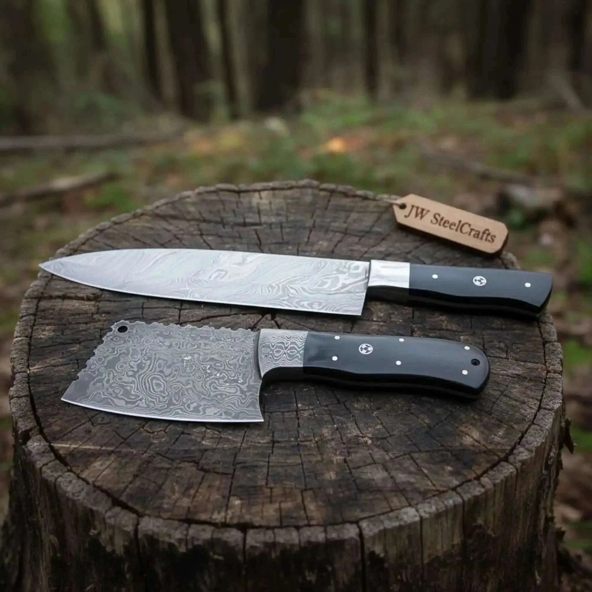 Palmarius Outdoors Premium Damascus Knife Set Chef Knife and Cleaver Sharp | Durable Kitchen Tools