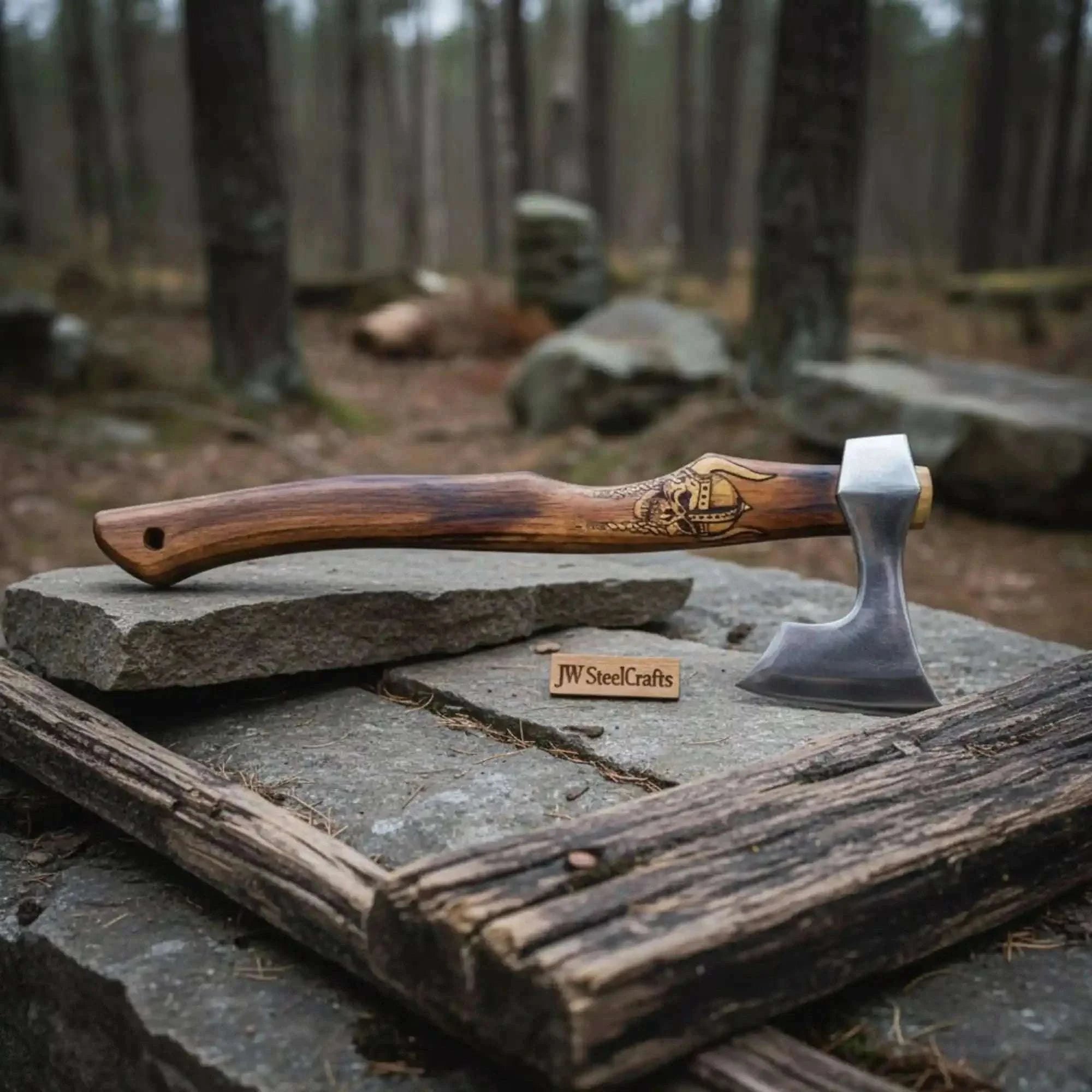 Palmarius Outdoors Skeggox Bearded Hatchet with Engraved Dragon Handle Handmade Axe