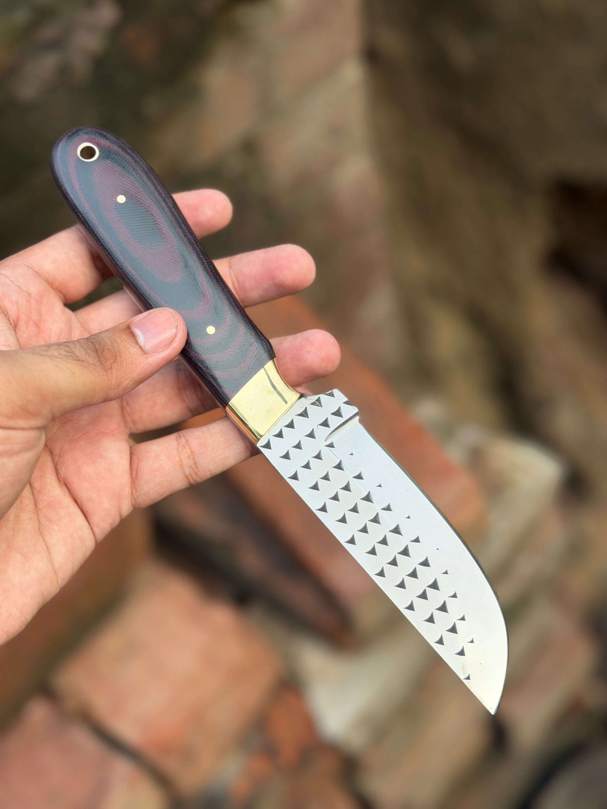 Palmarius Outdoors Handmade Kaliay Ember Rasp Knife 9" with red and black swirl handle Hunting Knife
