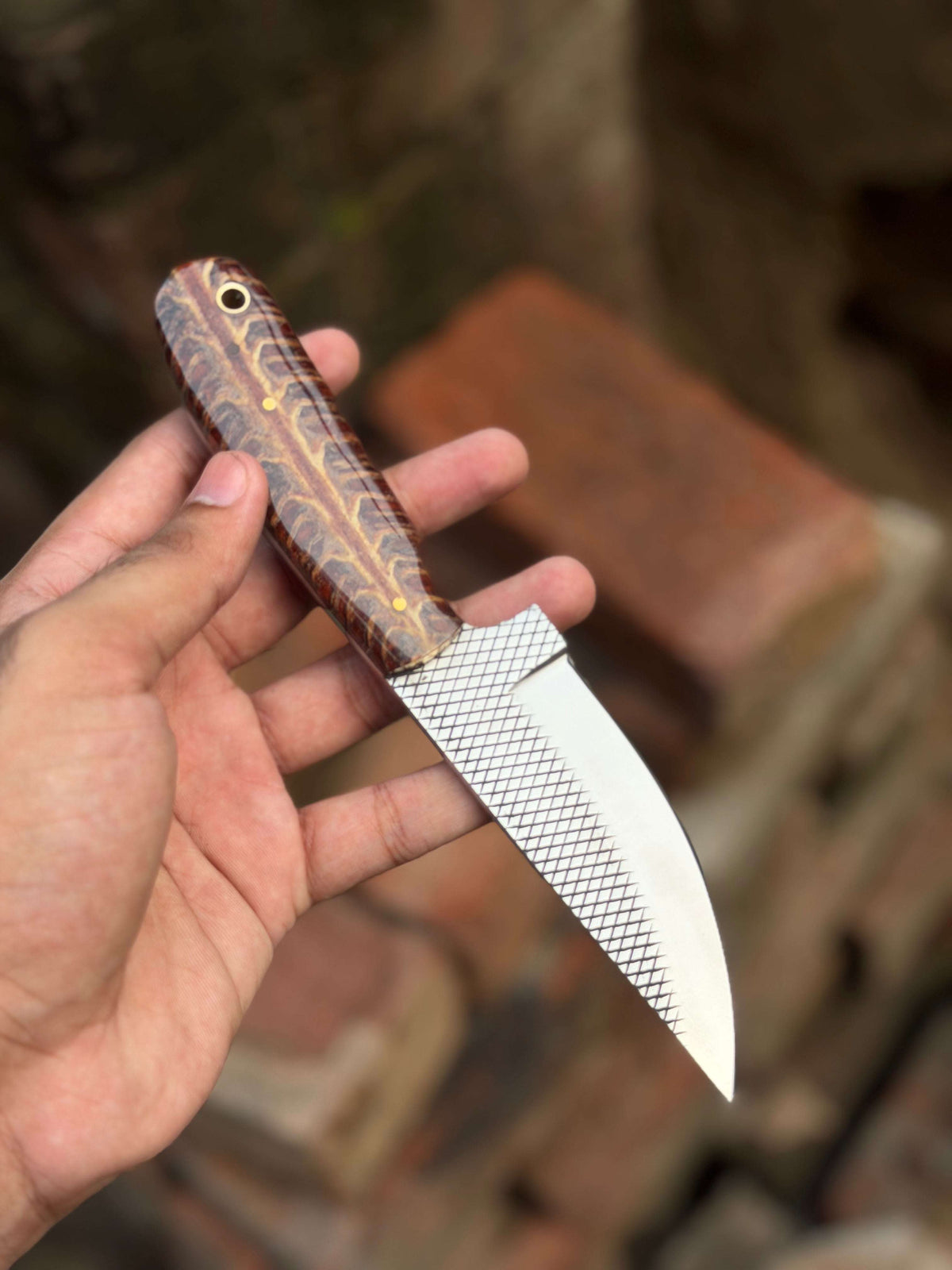 Palmarius Outdoors Handmade Midnight Feather Cowboy Knife 8" dark blue resin handle cowboy knives