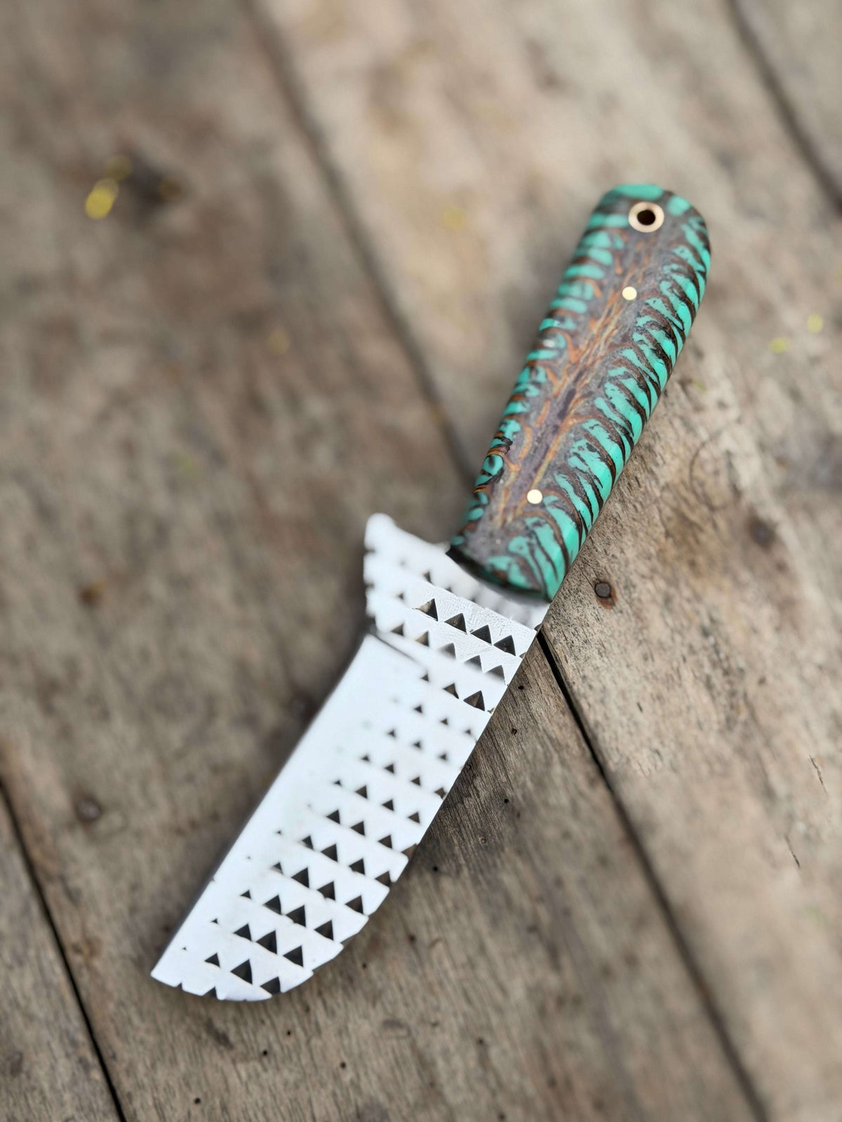 Palmarius Outdoors Handmade Turquoise Marble Chef Knife 7" turquoise resin handle Chef Knife