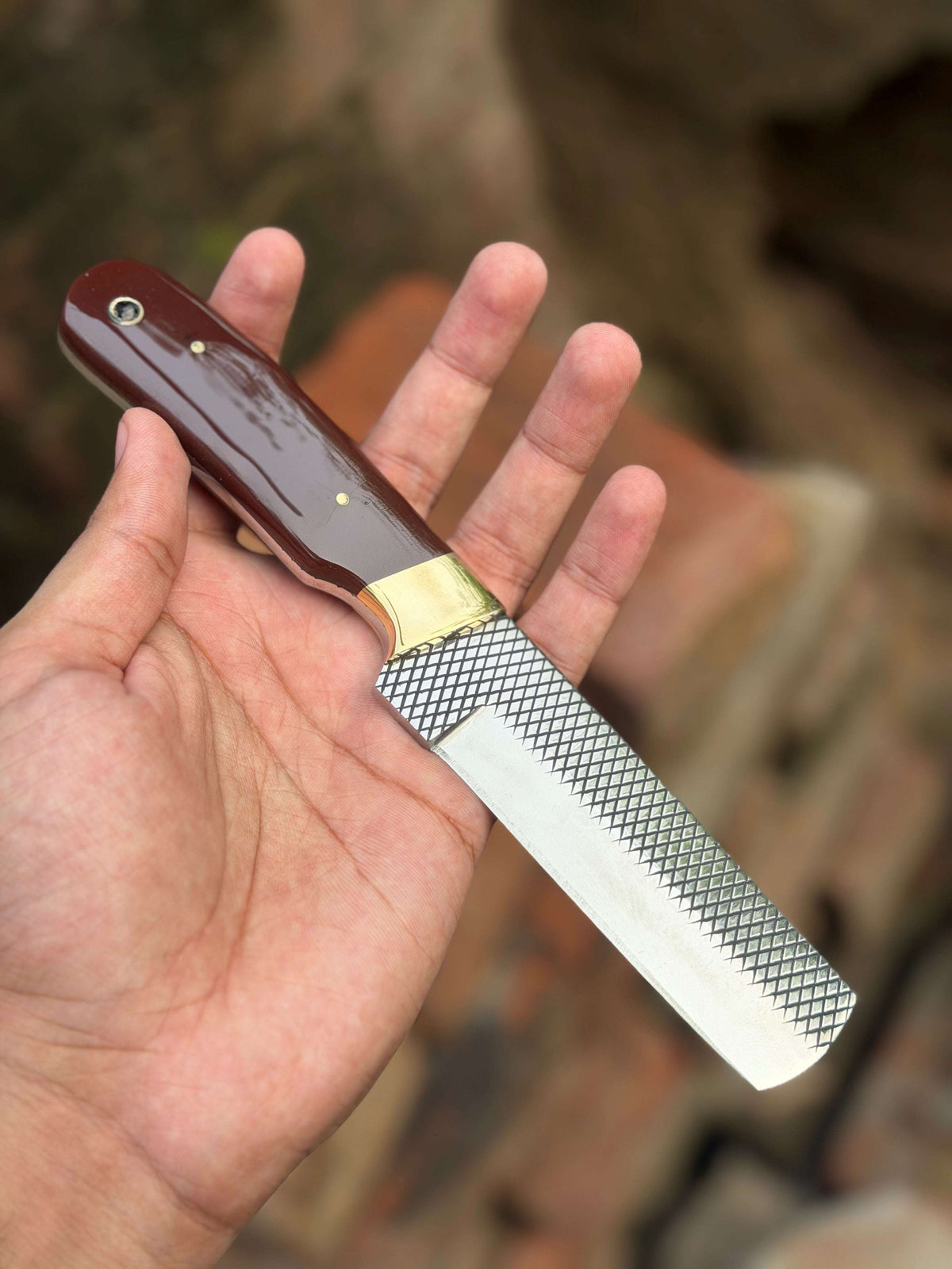 Palmarius Outdoors Handmade Redwood Trail Bull Cutter Knife 8" with dark red wood handle Bull Cutter Knives Set