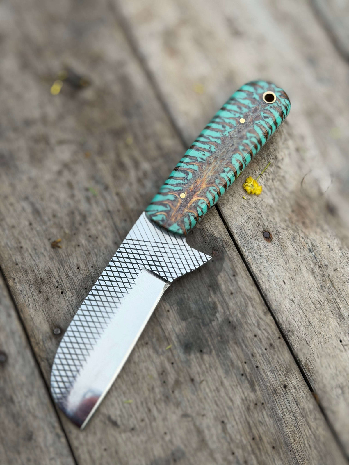 Palmarius Outdoors Handmade Turquoise Marble Chef Knife 7" turquoise resin handle Chef Knife