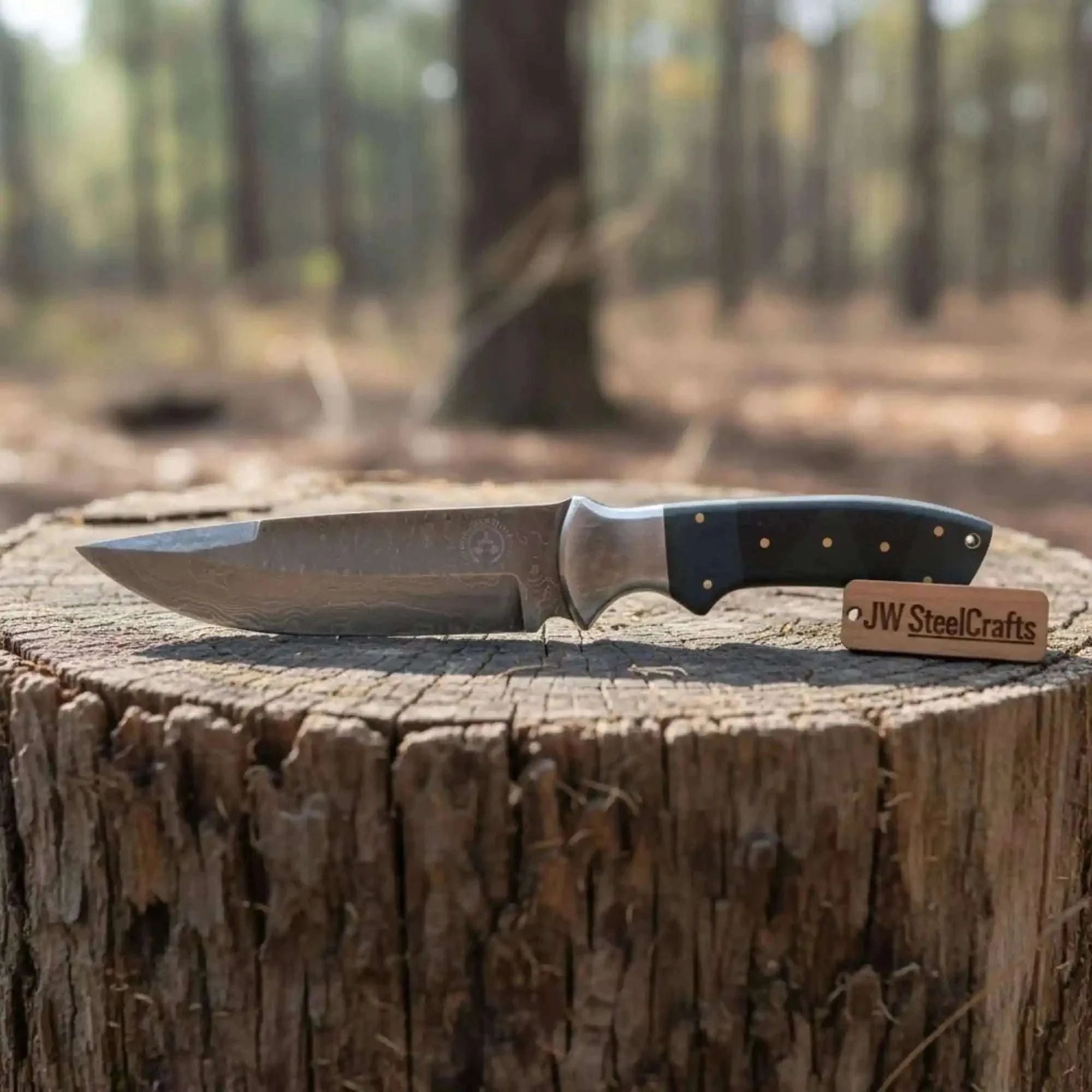 Palmarius Outdoors Handmade Damascus Bowie Knife with Micarta Handle Damascus Bowie Knives