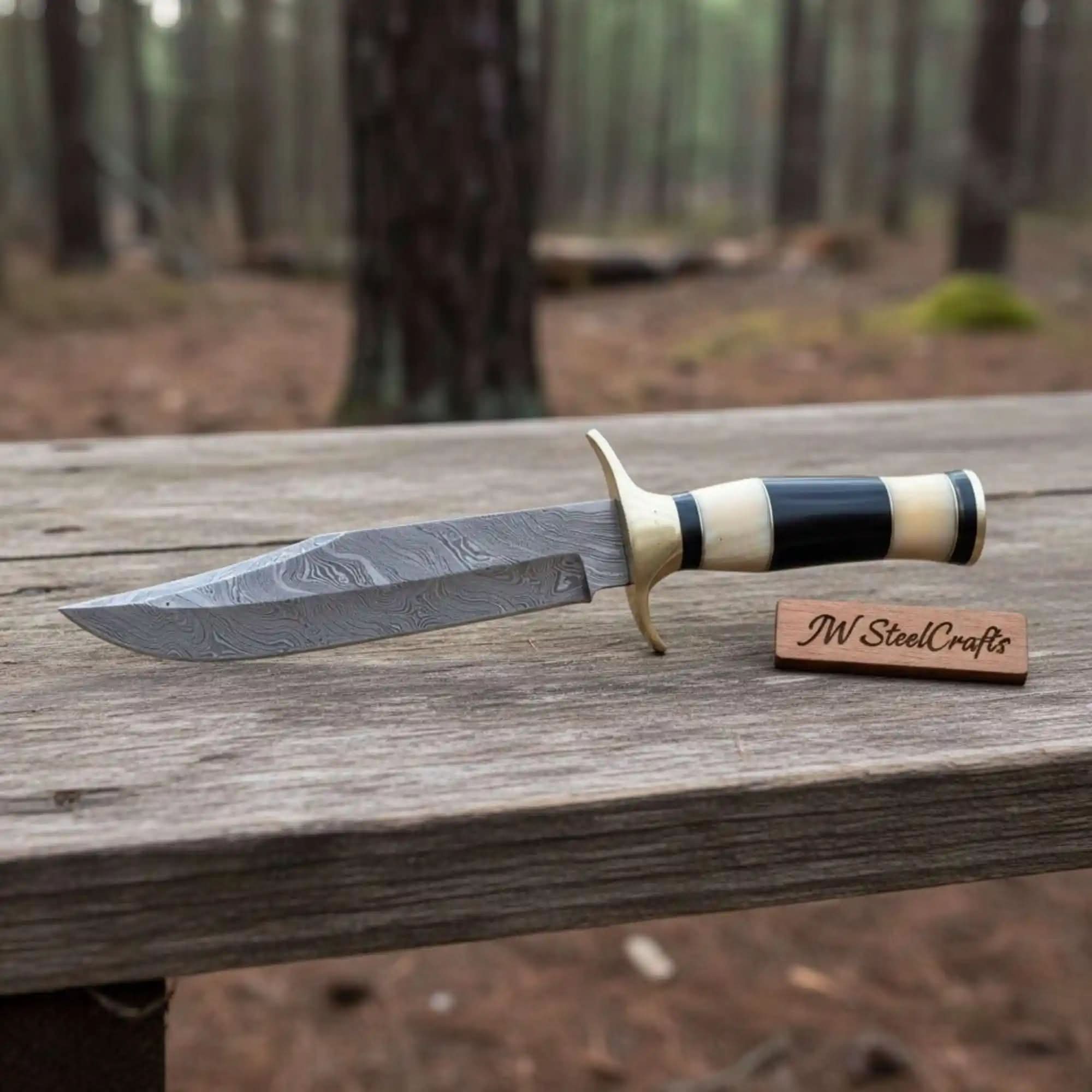 Palmarius Outdoors Sheffield Clip Point Bowie Knife Hand Forged Damascus Steel Custom Handmade Bowie JW SteelCrafts Clip Point Bowie Knives