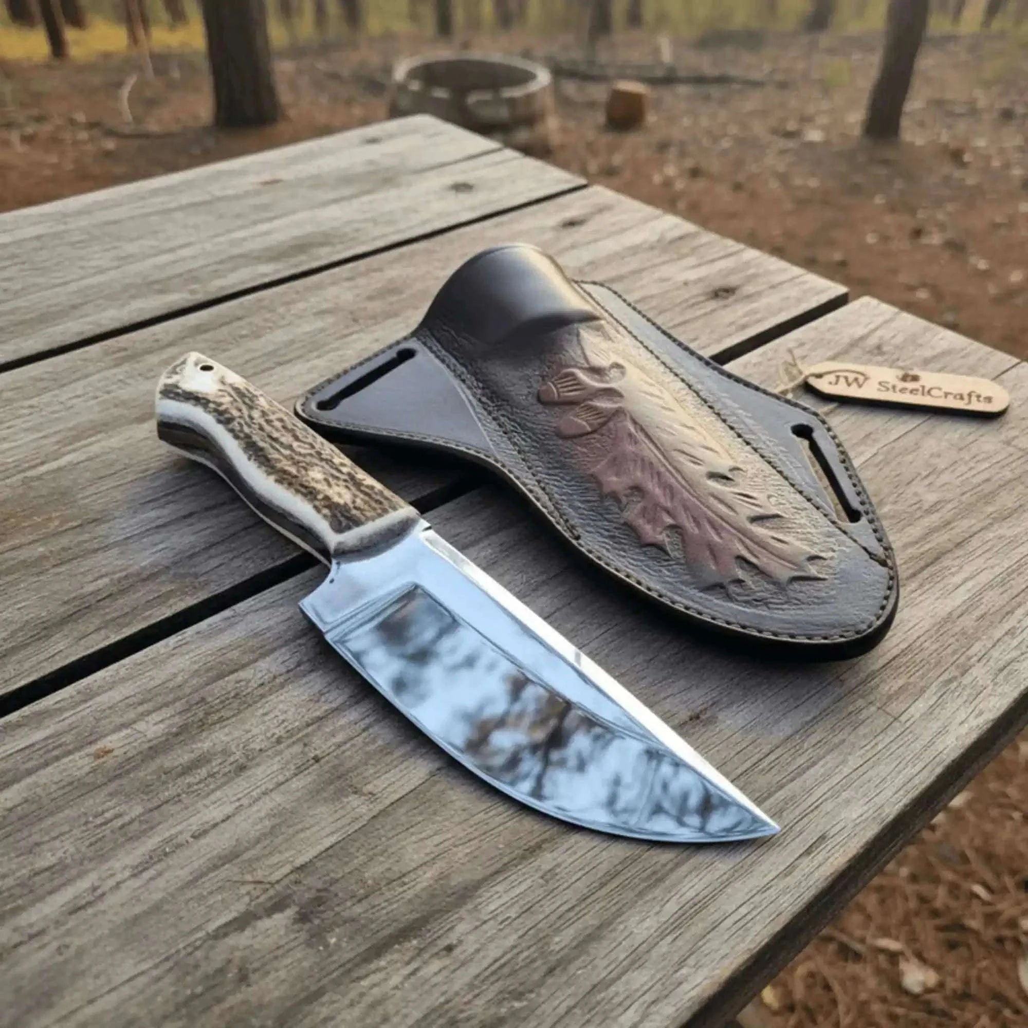 Palmarius Outdoors Stag Handle Hunting Knife Stainless Steel or Damascus Blade hunting knife