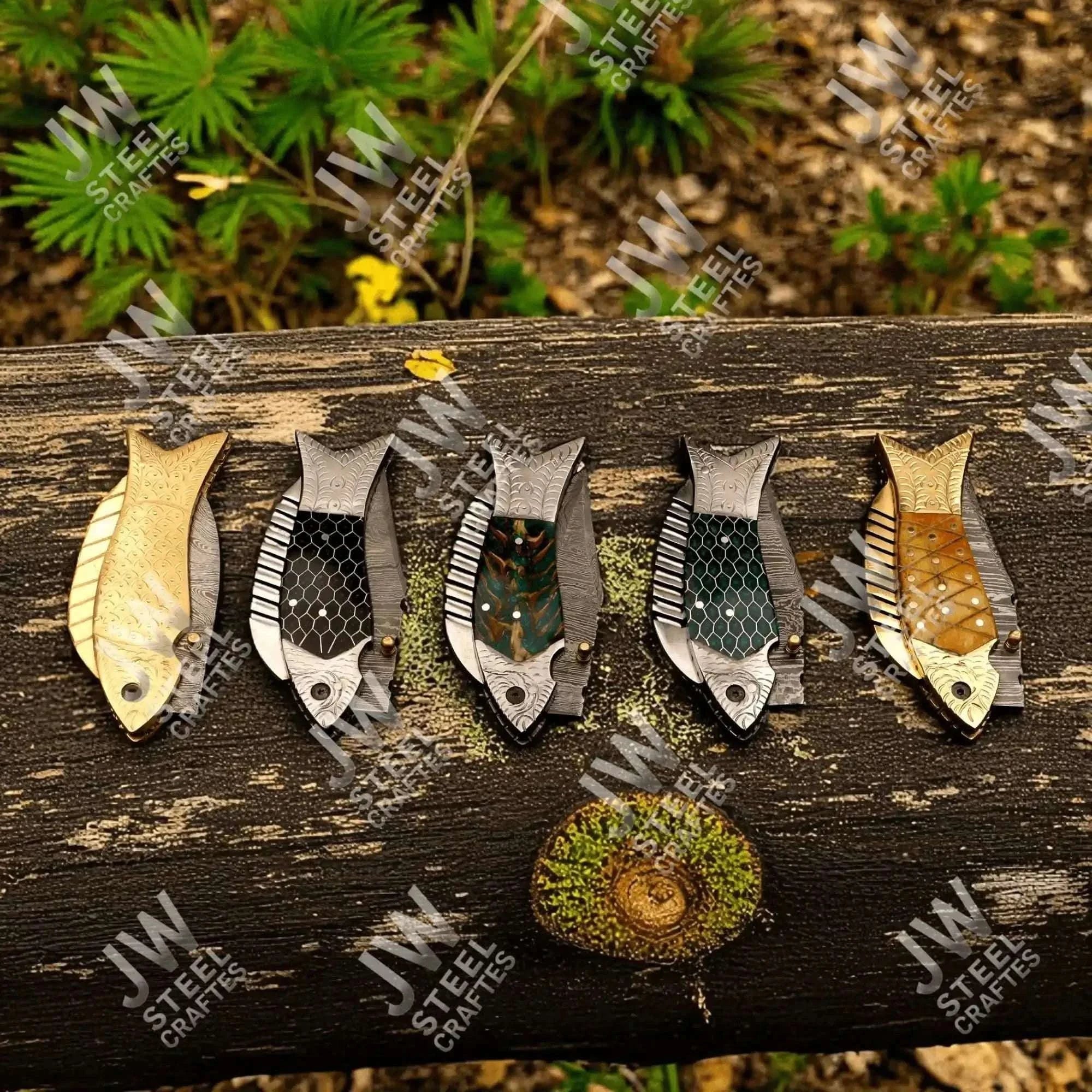 Palmarius Outdoors Hand Forged Damascus Steel Folding Knife – Honeycomb, Pinecone & Brass Handle Variations Liner Lock Folder
