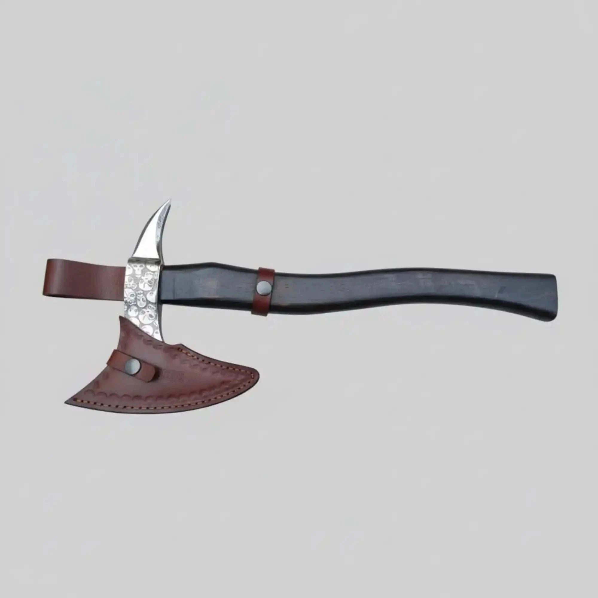 Palmarius Outdoors Hand-finished Bearded Axe – Detailed Etched Steel Head with Minimalist Black Handle Handmade Axe
