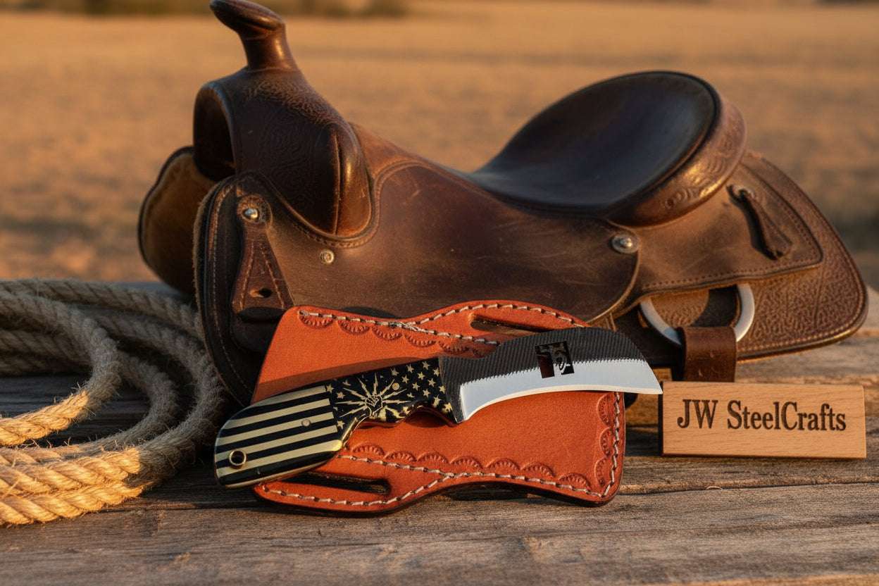 Palmarius Outdoors Patriot Grip Bull Cutter Knife 6" Handmade High Carbon Steel With Satin Polished 