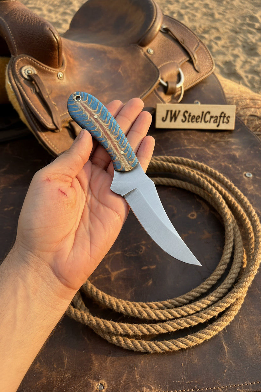 Antler Ridge Skinner Knife 8" Handmade Damascus Stag Horn Handle