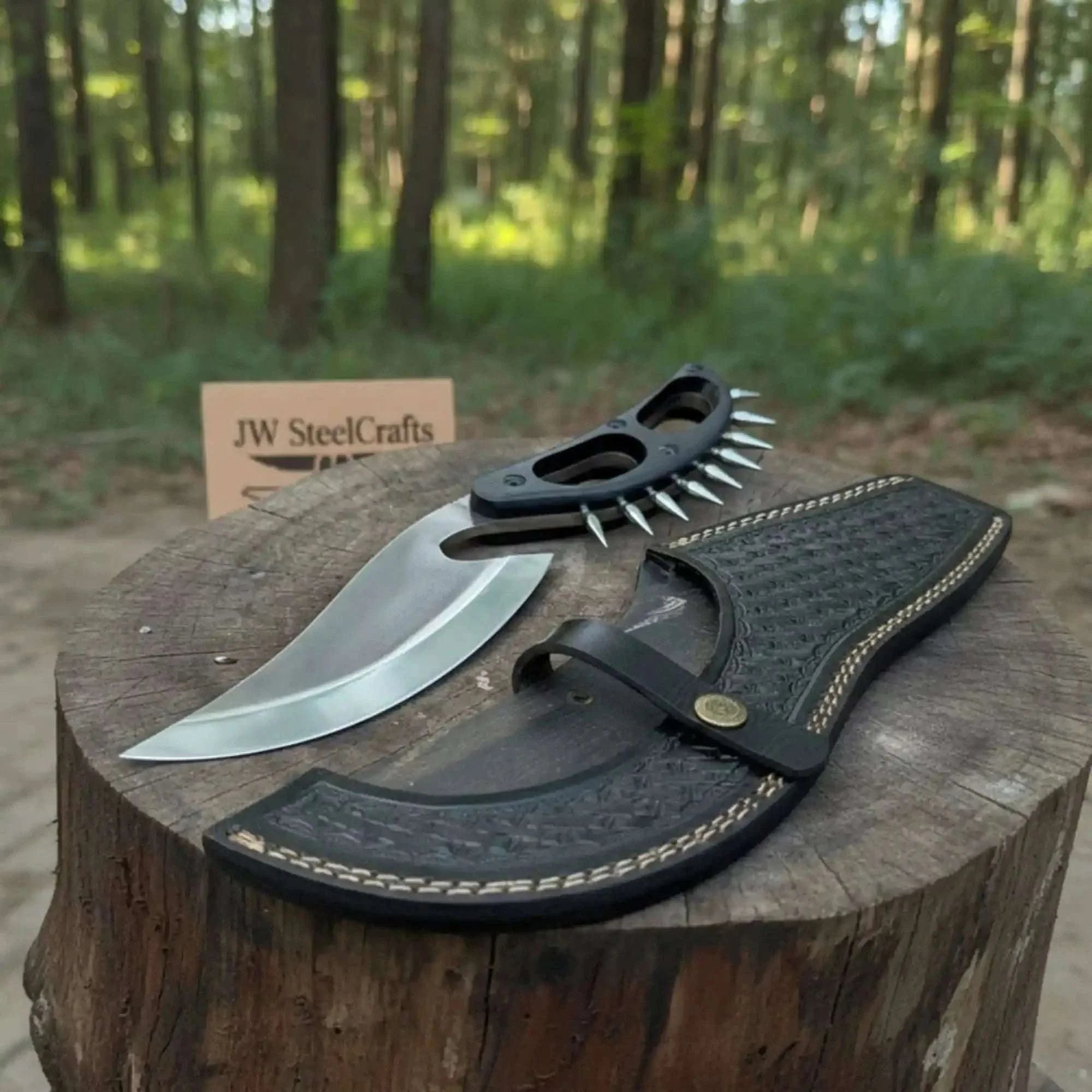 Palmarius Outdoors Handmade Persian-Inspired Hawkbill Knife with Black Micarta Handle Carbon Steel Blade 