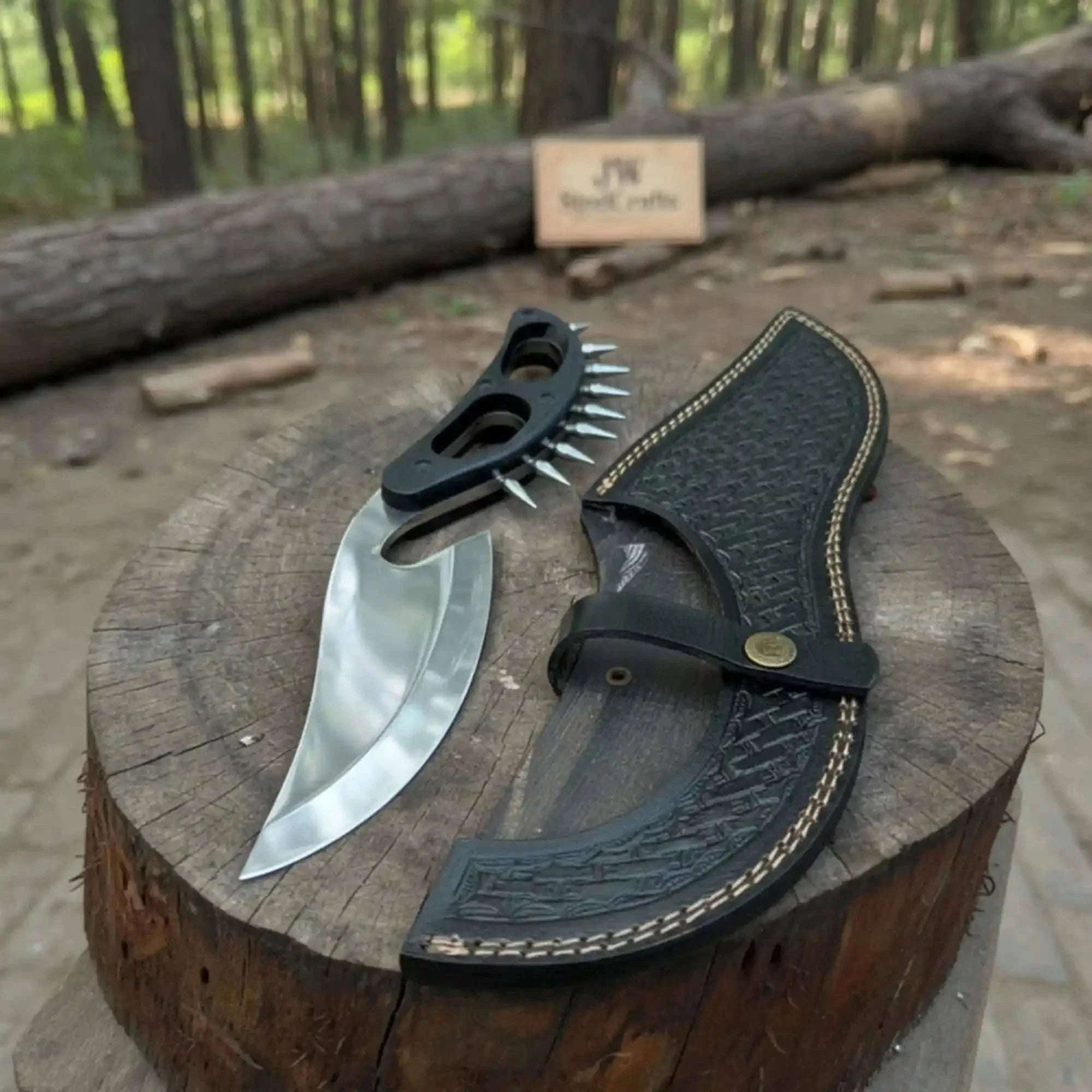 Palmarius Outdoors Handmade Persian-Inspired Hawkbill Knife with Black Micarta Handle Carbon Steel Blade 