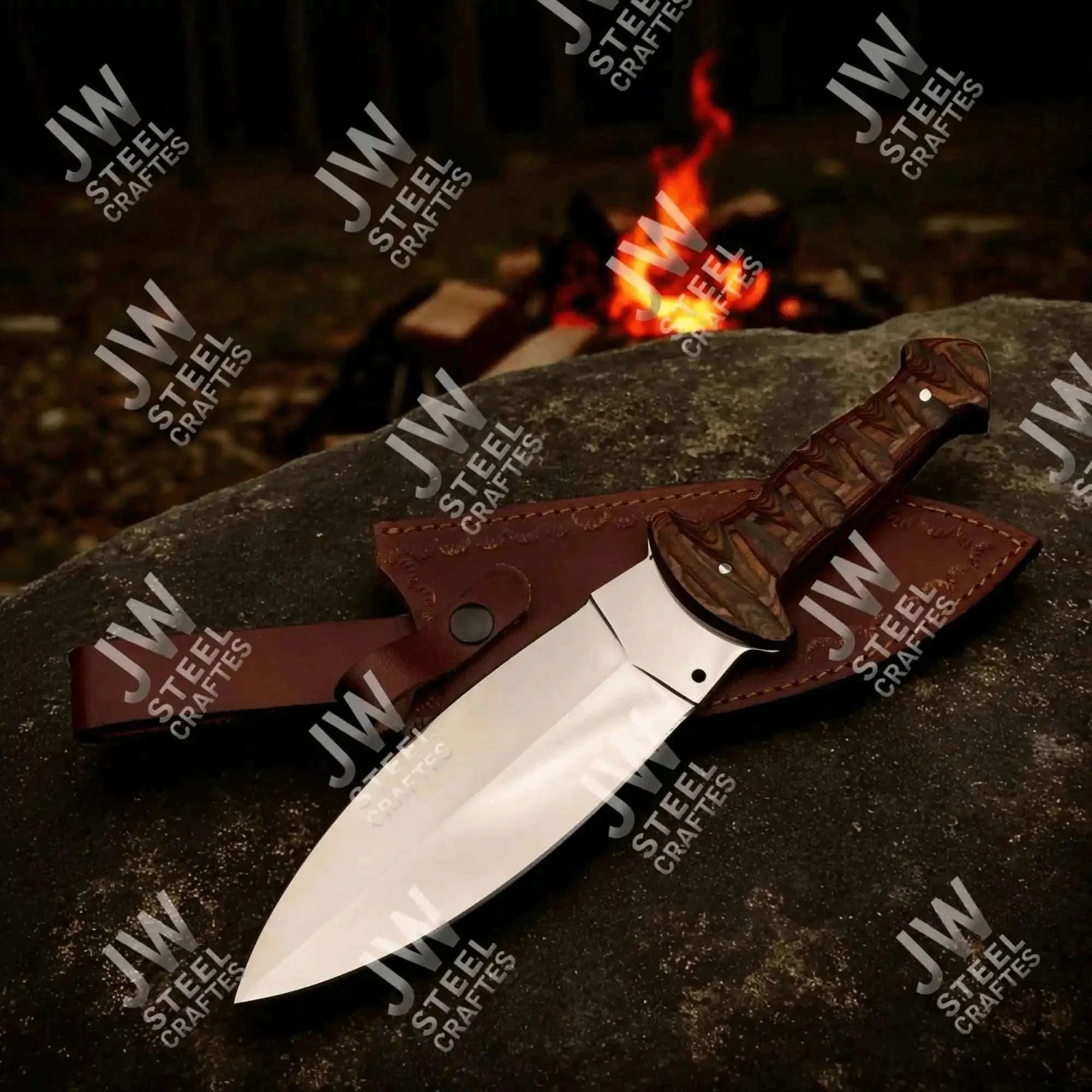 Palmarius Outdoors Handcrafted J2 Stainless Steel Boot Knife | Pakka Wood Handle | Leather Sheath | 13.5" Hunting Blade Buscraft Knife