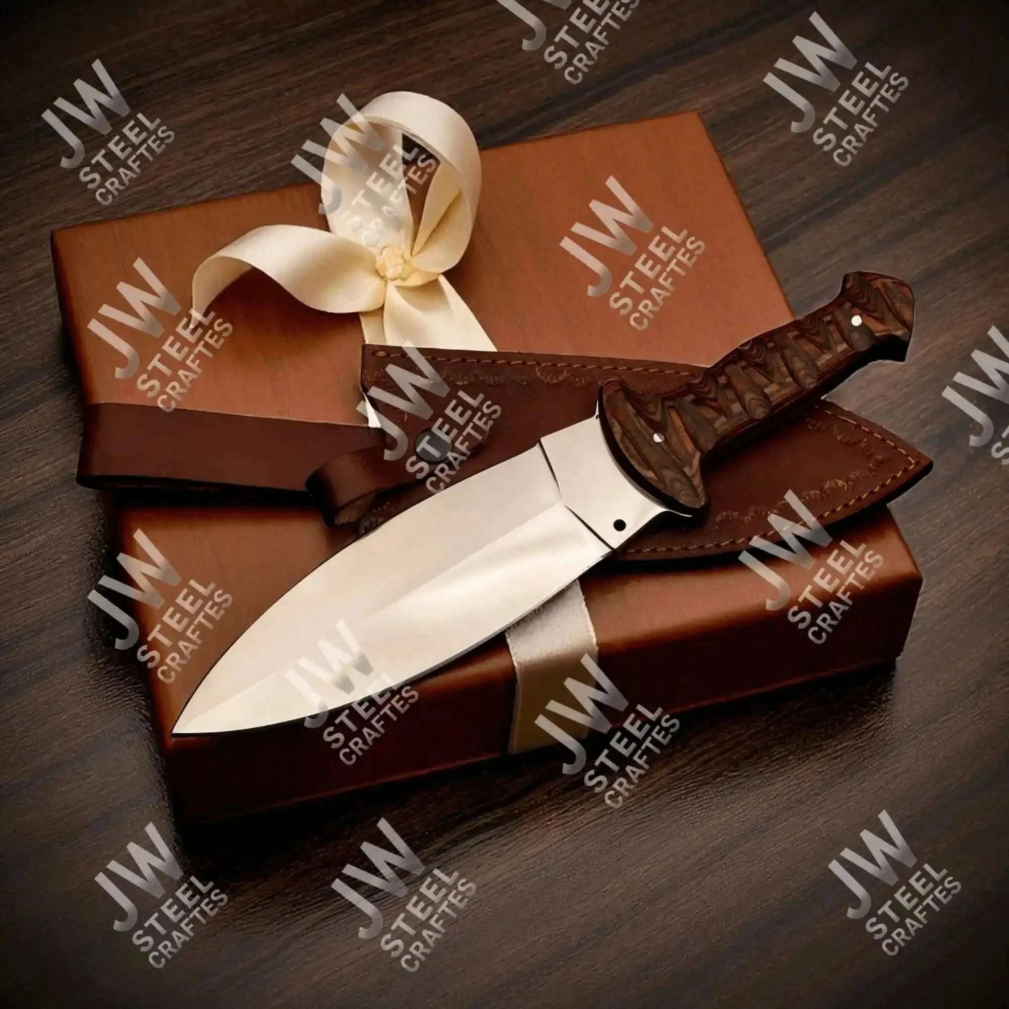 Palmarius Outdoors Handcrafted J2 Stainless Steel Boot Knife | Pakka Wood Handle | Leather Sheath | 13.5" Hunting Blade Buscraft Knife