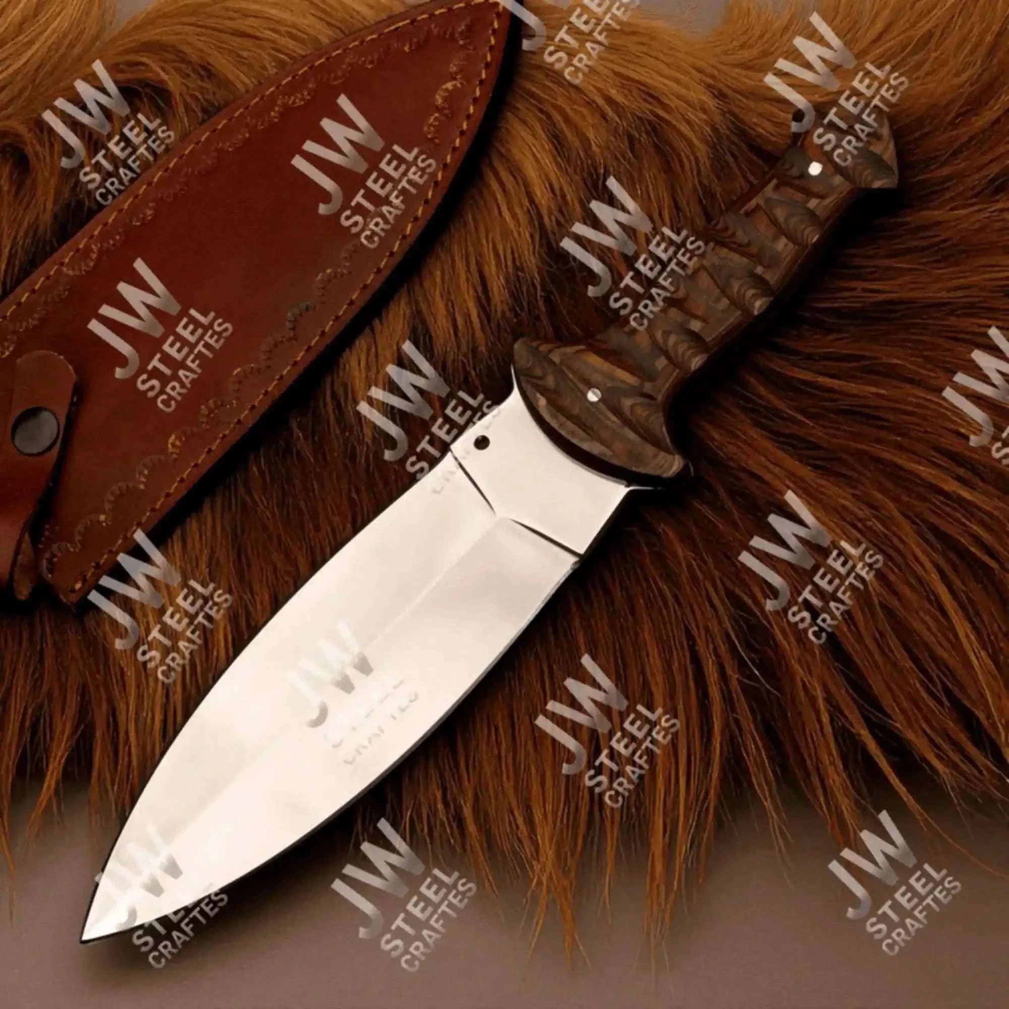 Palmarius Outdoors Handcrafted J2 Stainless Steel Boot Knife | Pakka Wood Handle | Leather Sheath | 13.5" Hunting Blade Buscraft Knife