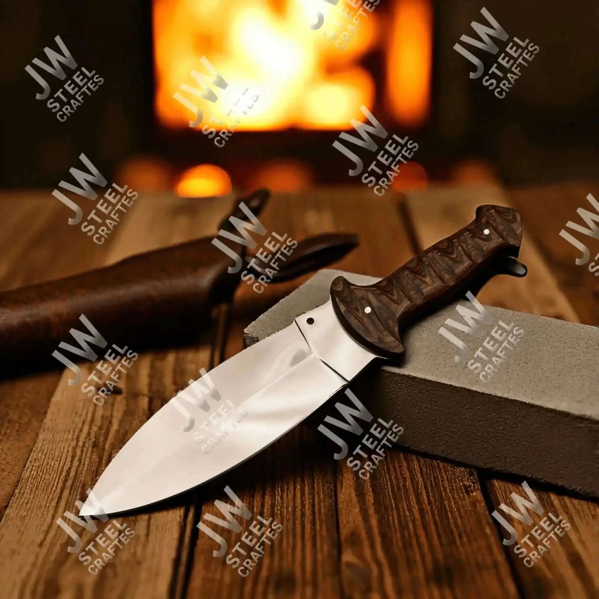 Palmarius Outdoors Handcrafted J2 Stainless Steel Boot Knife | Pakka Wood Handle | Leather Sheath | 13.5" Hunting Blade Buscraft Knife