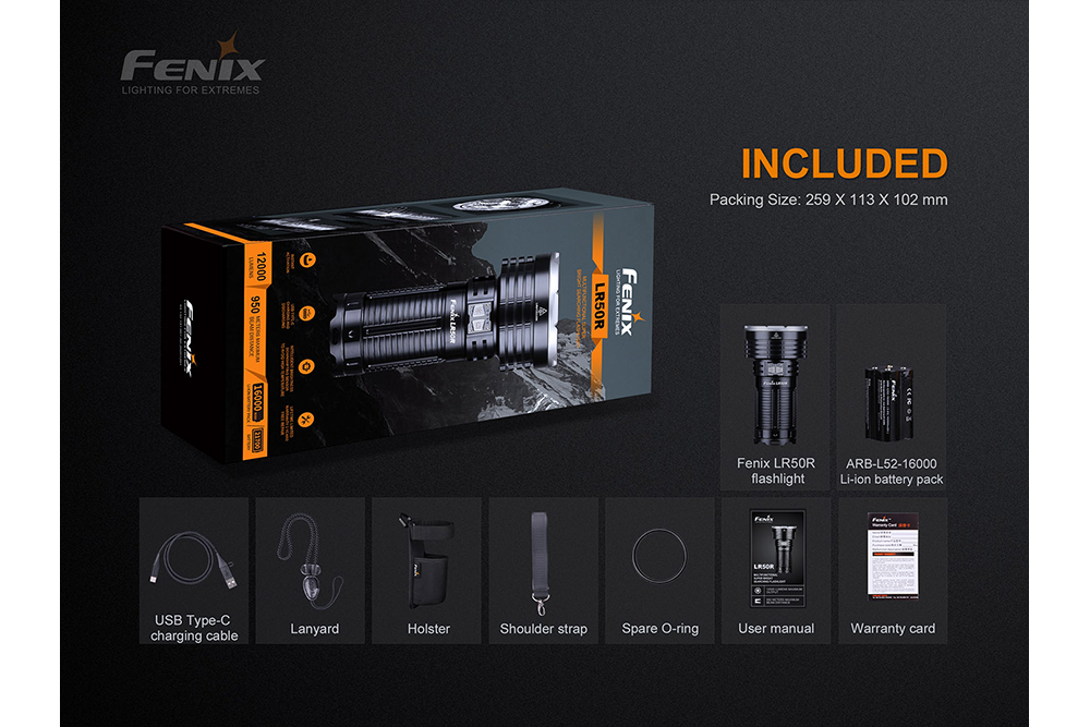 Palmarius Outdoors Fenix LR50R Multifunctional LED Search Light - 12000 Lumens Searchlight
