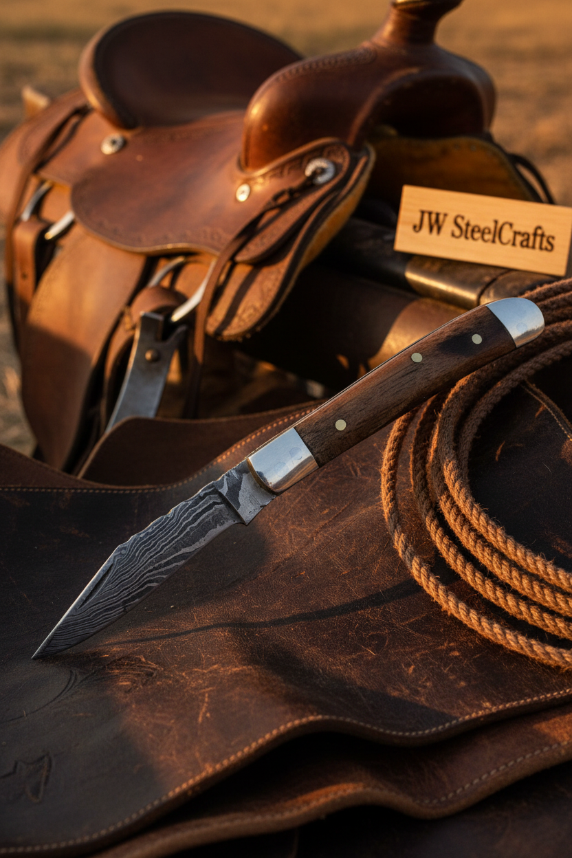 Palmarius Outdoors Rosewood Folding Knife 7.5" Handmade Damascus Steel Traditional Pocket Knife Folding Knife