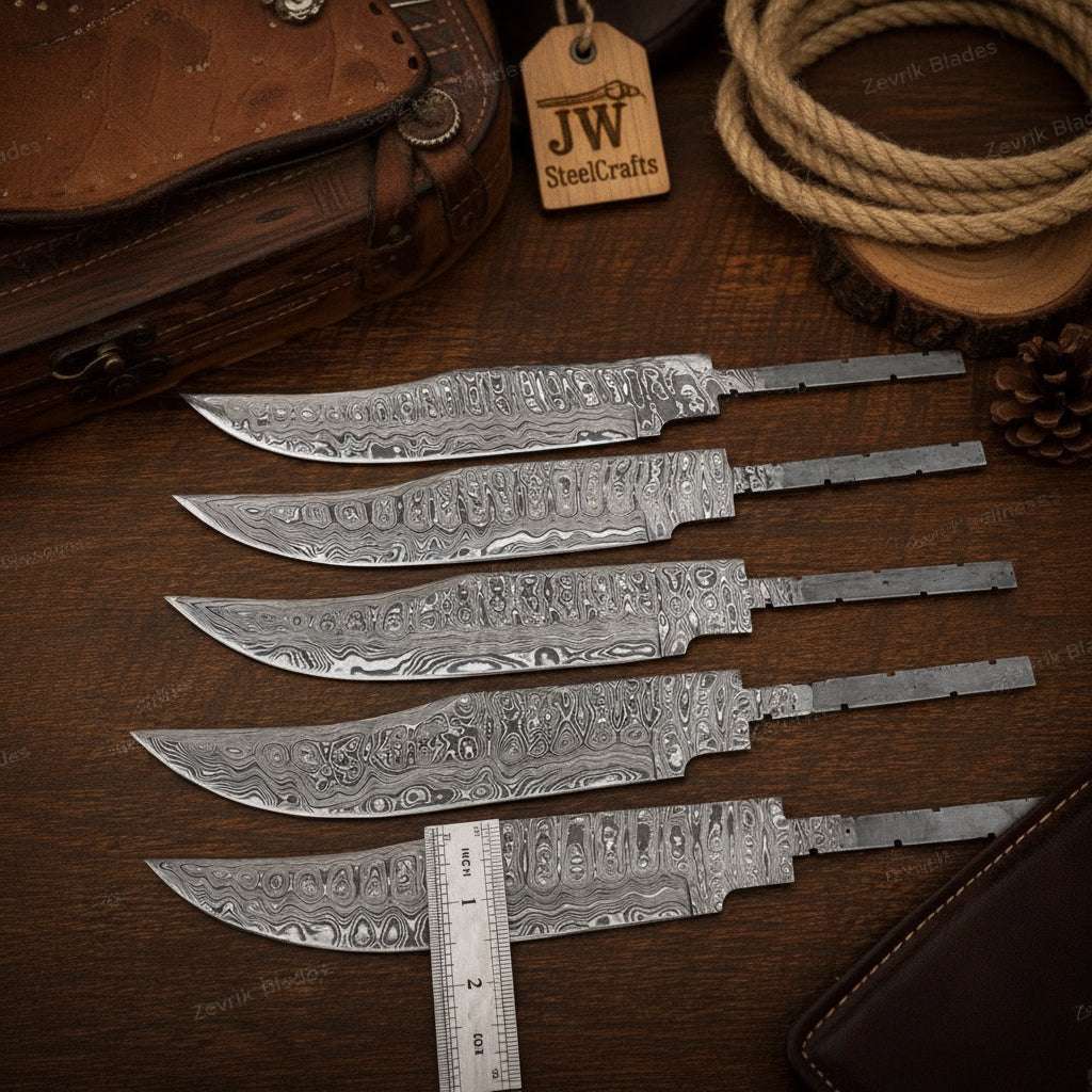 Palmarius Outdoors Rangehand Blade Blank Set 9" Handmade Damascus Full Tang Blank Knife blank Blades