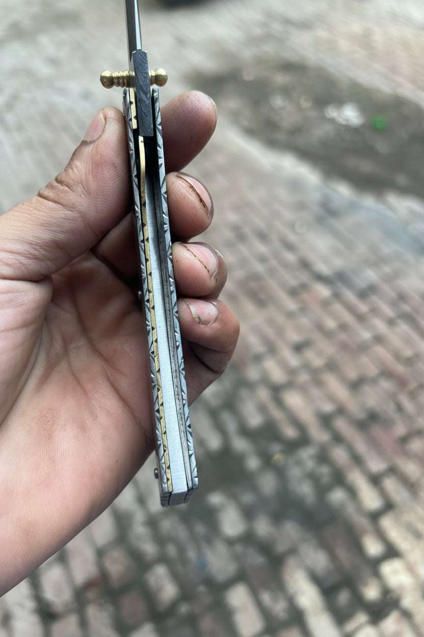 Palmarius Outdoors Forgehammer Folder Knife 8" Handmade All-Steel Damascus Liner Lock Liner Lock Folder