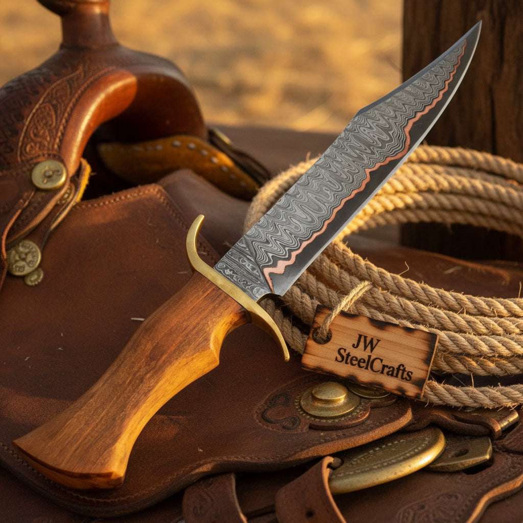 Palmarius Outdoors Timberland Trapper Bowie Knife 10" Handmade Damascus Presentation Box Bowie Knife