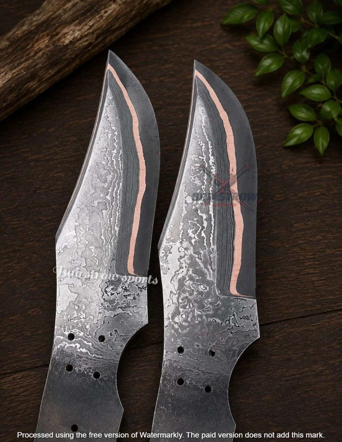 Palmarius Outdoors Wrangler's Pair Blade Blanks set of 2 Handmade Matching Damascus Knife blank Blades