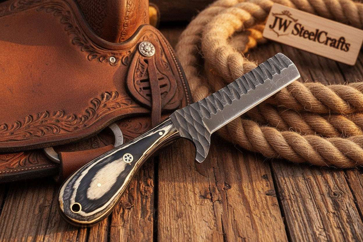 Palmarius Outdoors Ranchero Bull Cutter Knife 7" Handmade Damascus Tanto Point Bull Cutter Knives Set
