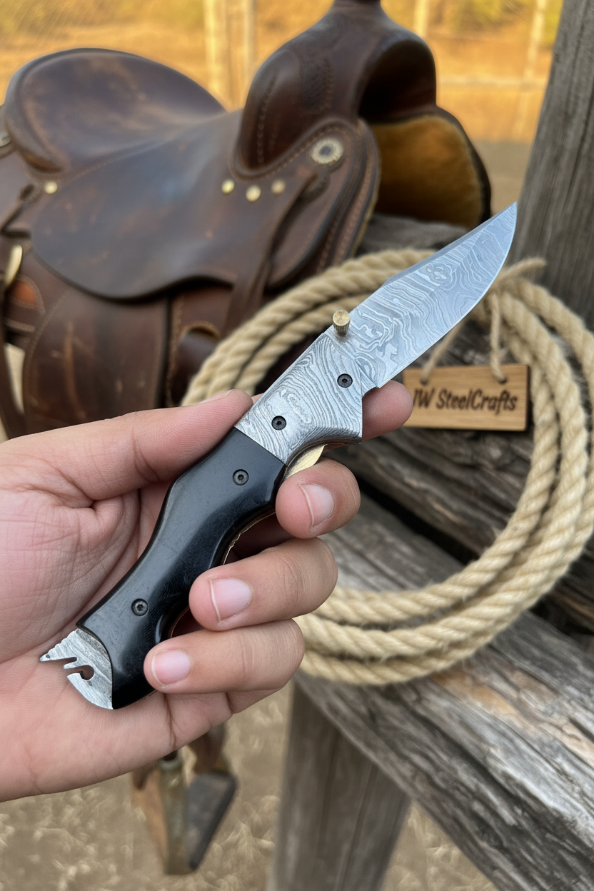 Palmarius Outdoors Ironclad Tanto Folder 8" Handmade High-Carbon Steel Micarta Handle Liner Lock Folder